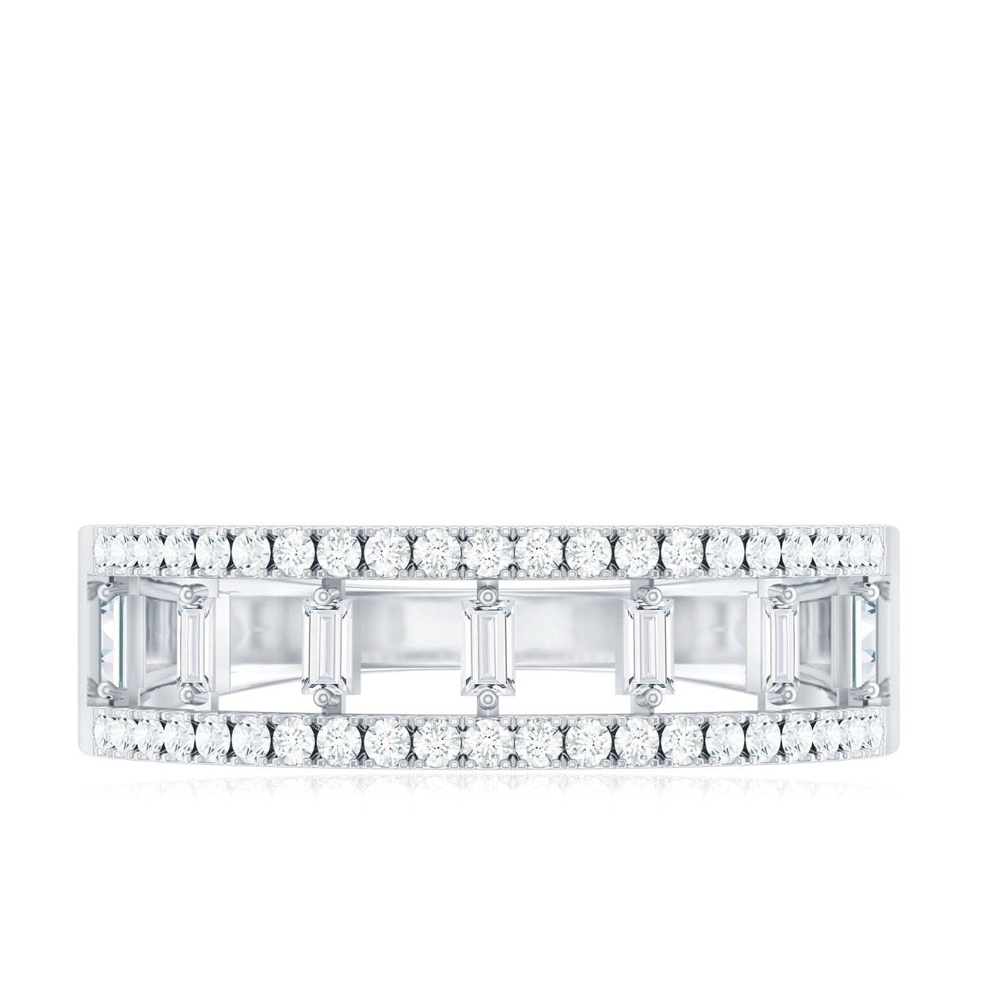 Natural Baguette Diamond Half Eternity Band With Certificate