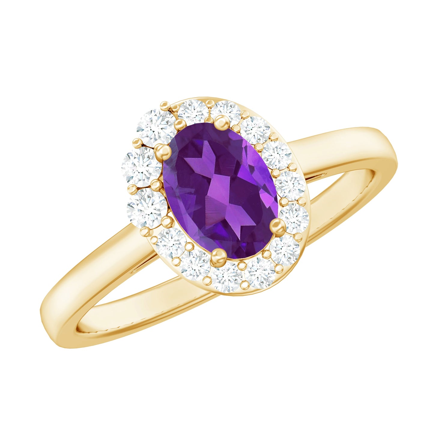 1 Carat Amethyst Designer Engagement Ring with Diamond for Women