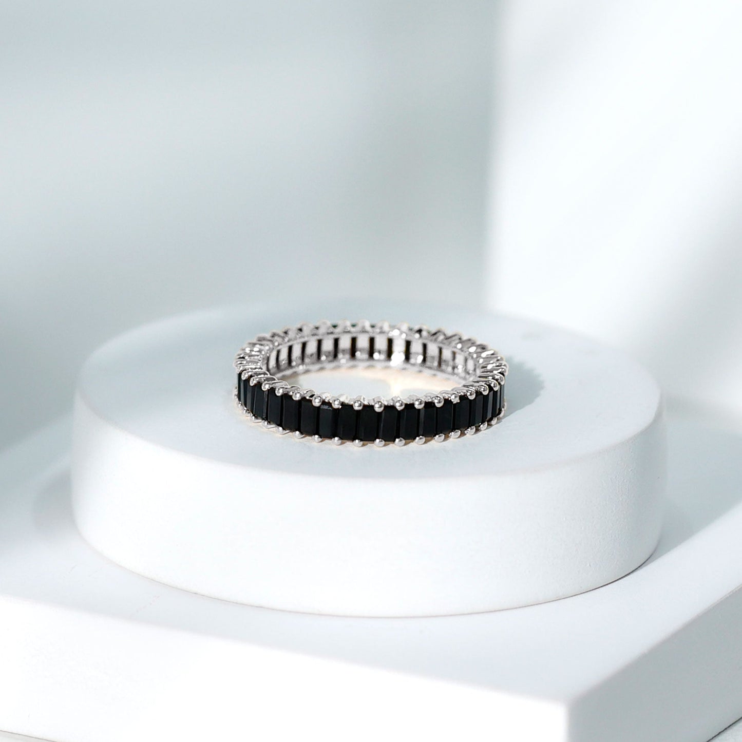 Baguette Cut Black Onyx Eternity Band Ring for Her