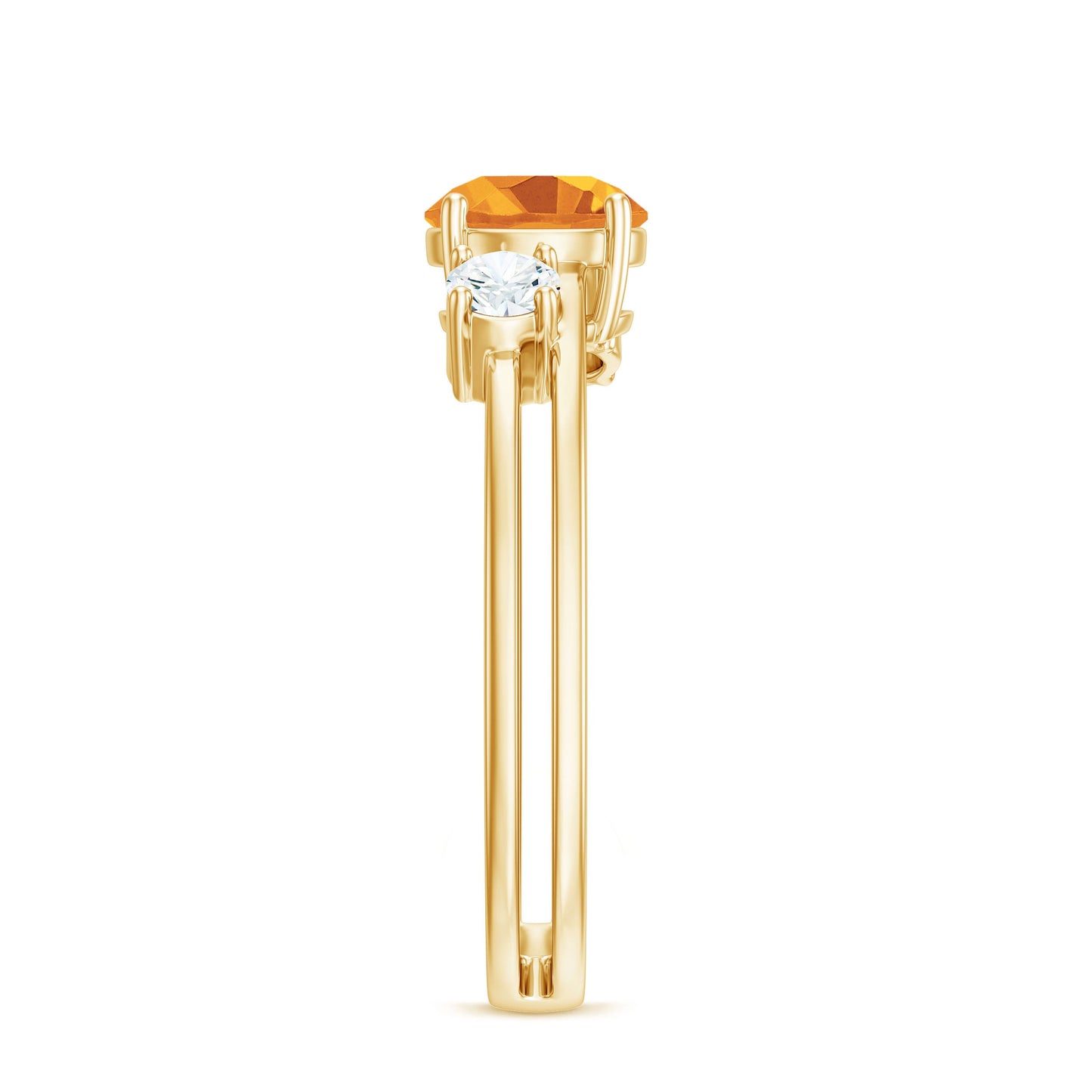 Real Citrine Diamond Double Band Engagement Ring