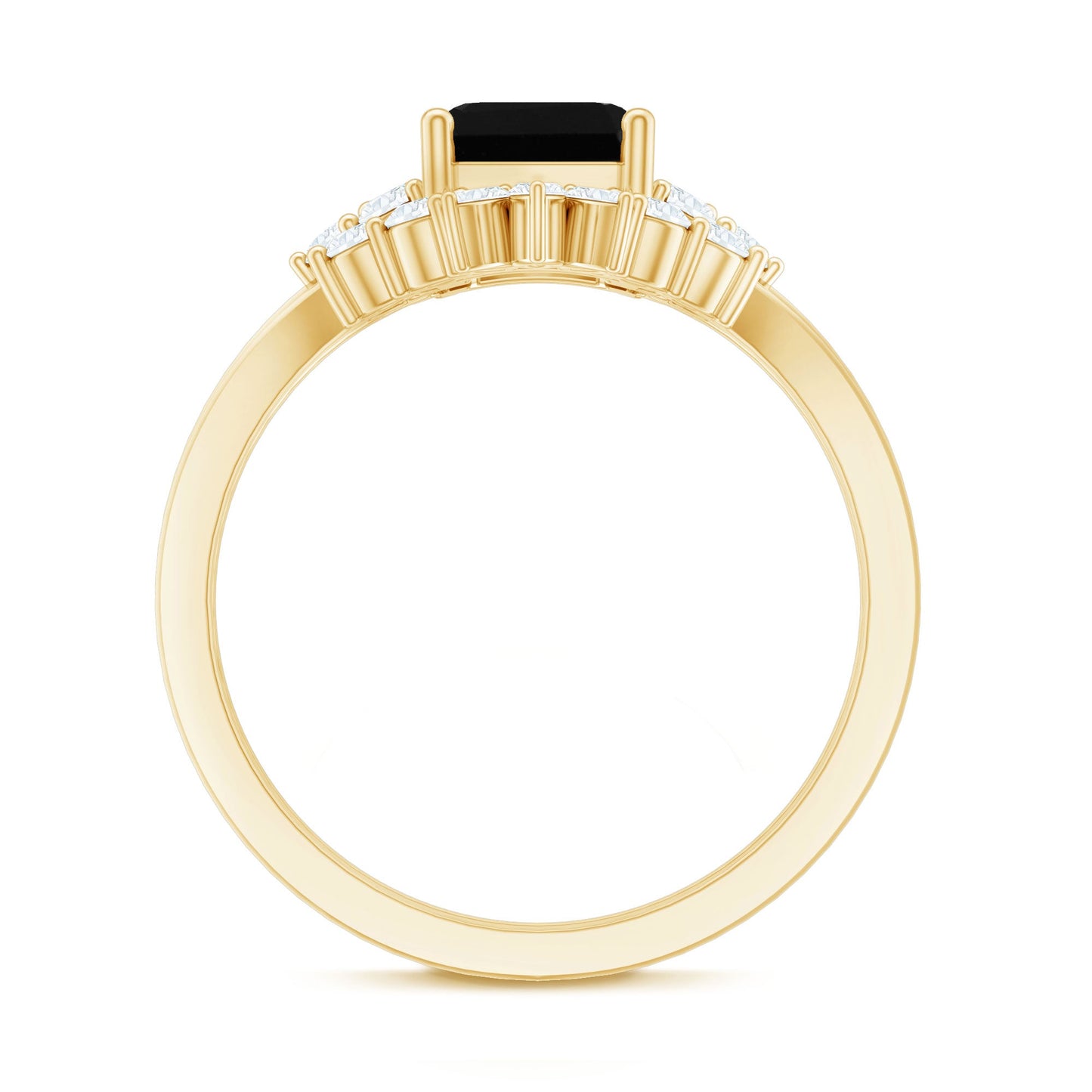 Created Black Diamond Engagement Ring Set with Diamond