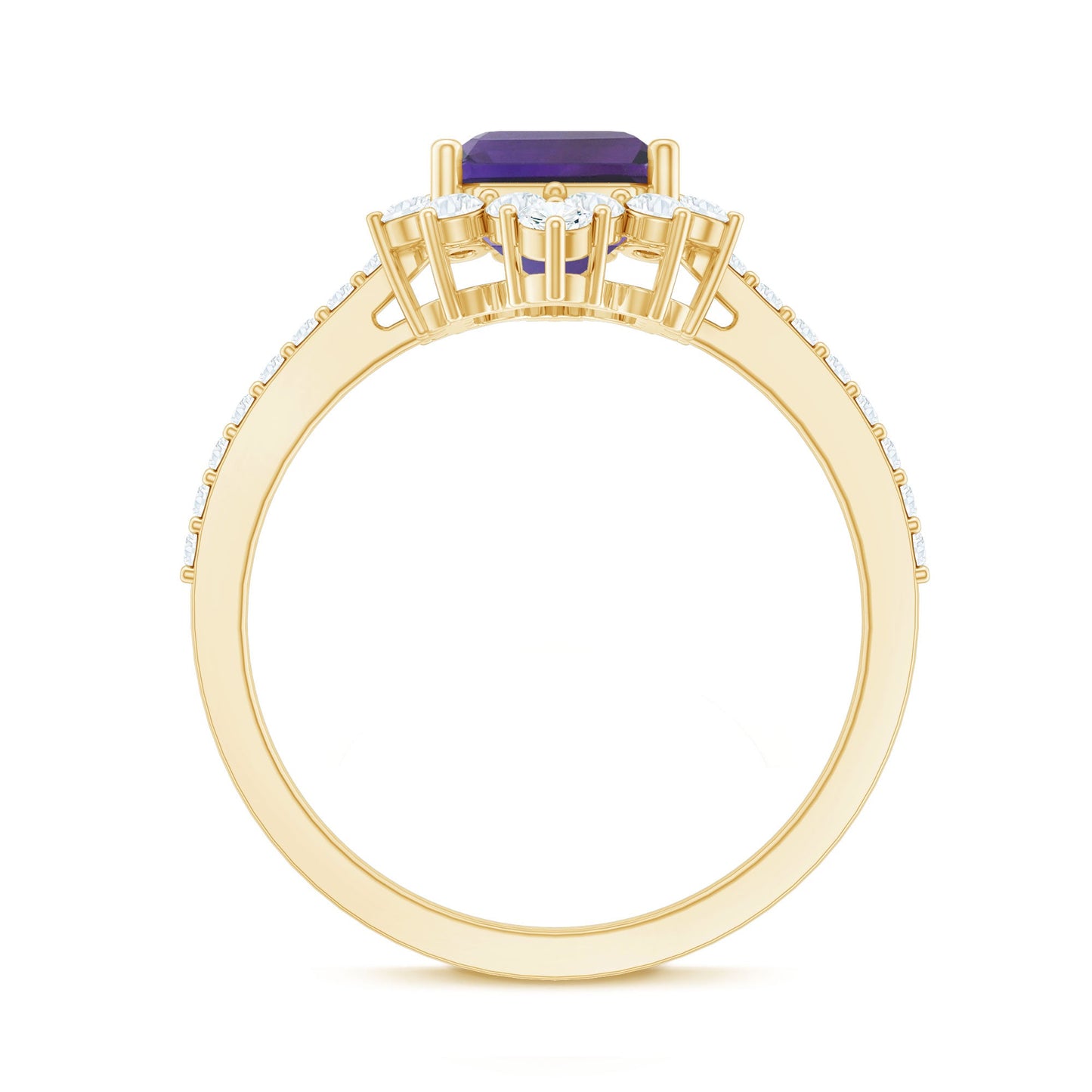 Vintage Style 1.4 Carat Emerald Cut Amethyst Engagement Ring with Diamonds