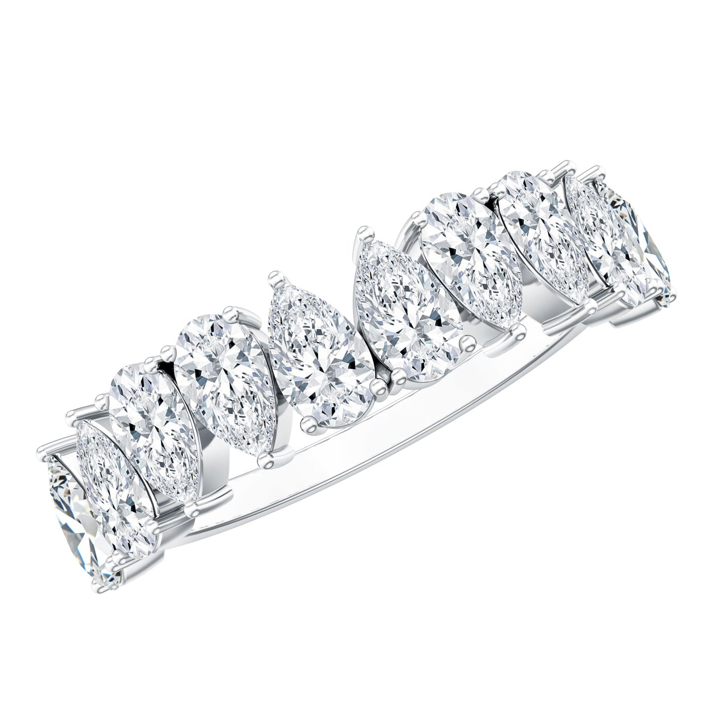 Pear Cut Moissanite Half Eternity Ring for Women