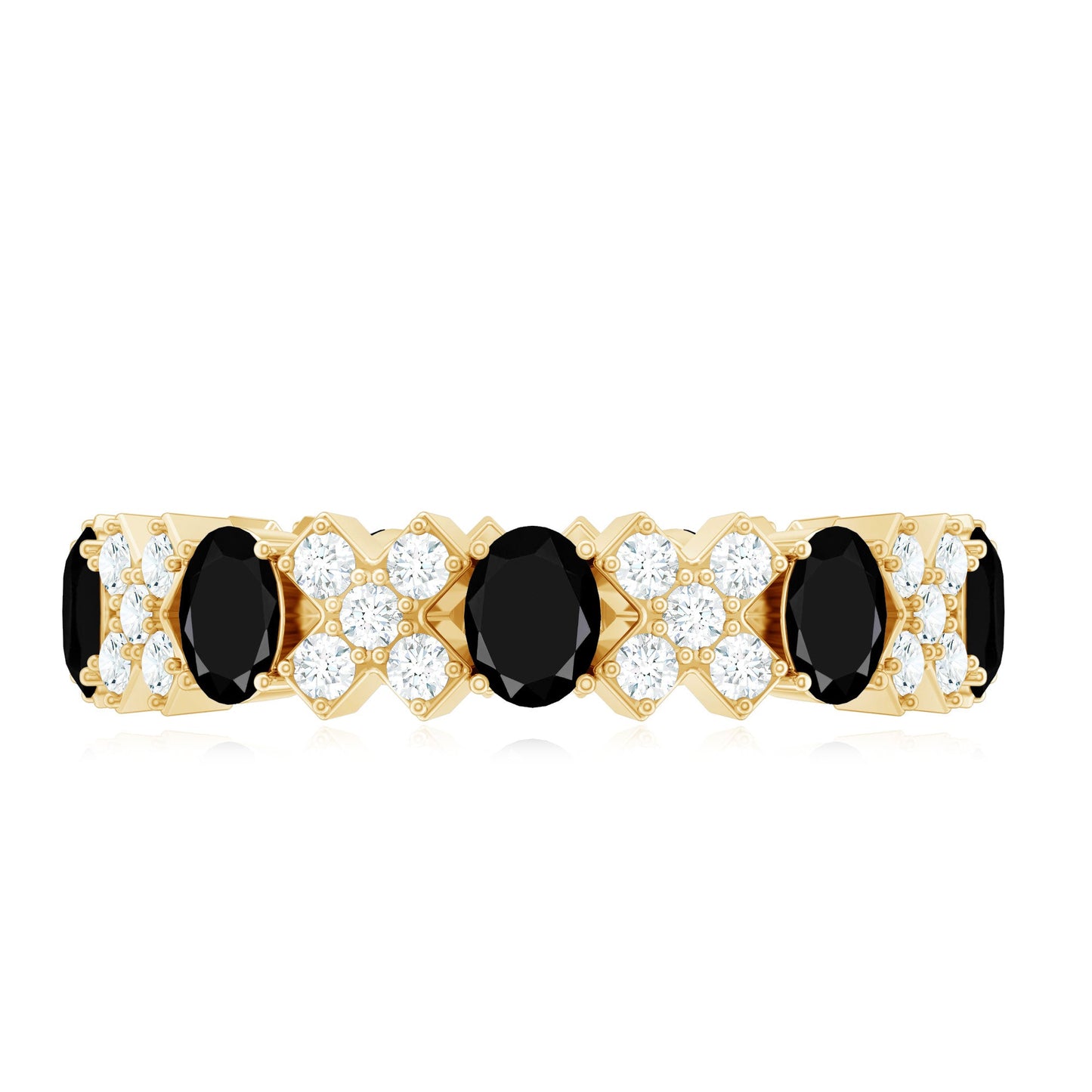 Certified Real Black Spinel Eternity Ring with Moissanite
