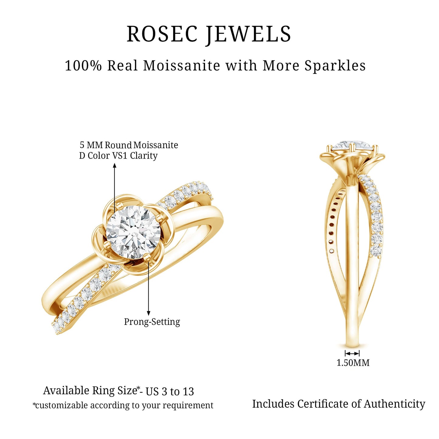 Flower Inspired Moissanite Proposal Ring for Women