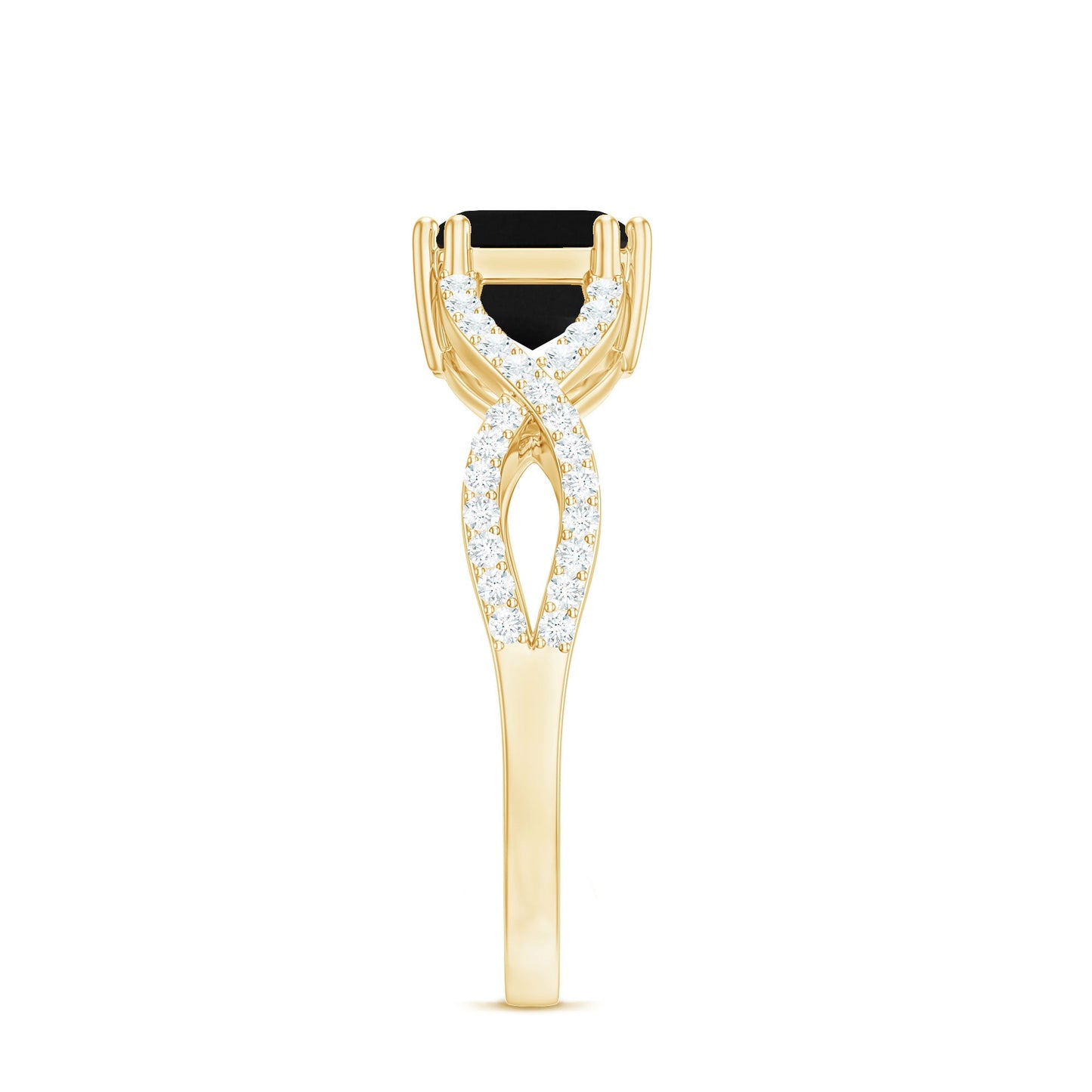 East West Style 1.6 Carat Lab Grown Black and White Diamond Engagement Ring with Crossover Shank