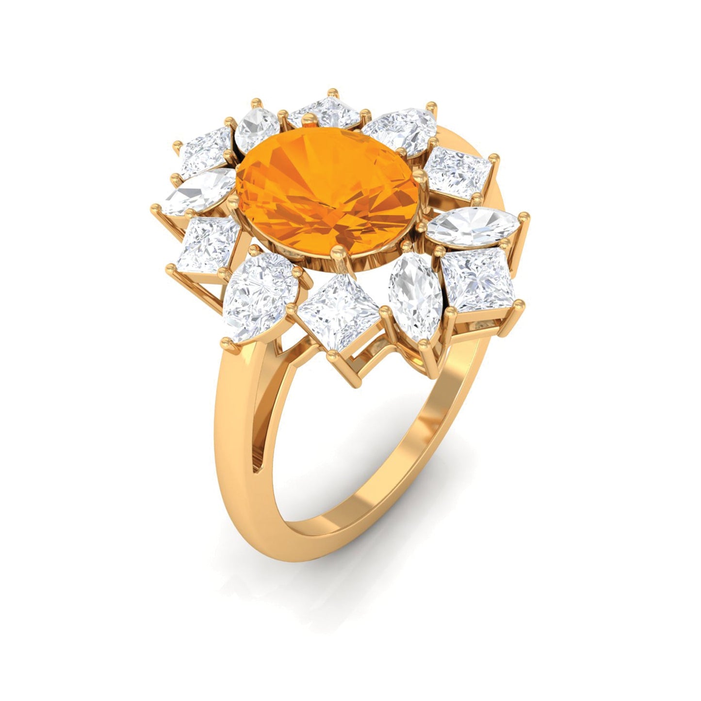 1 Carat Oval Fire Opal Cocktail Engagement Ring with Moissanite