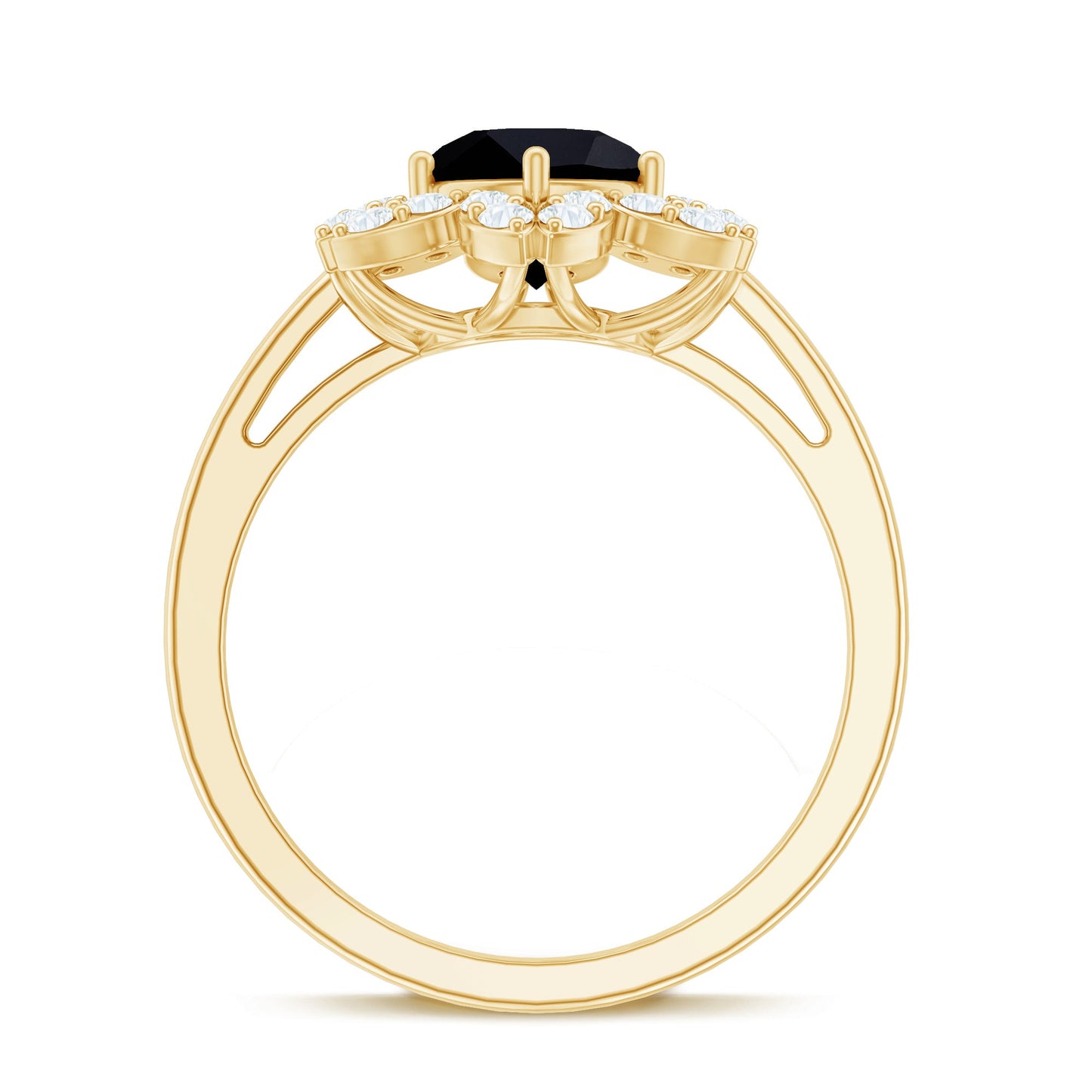 Certified 2 Carat Lab Grown Black and White Diamond Flower Engagement Ring