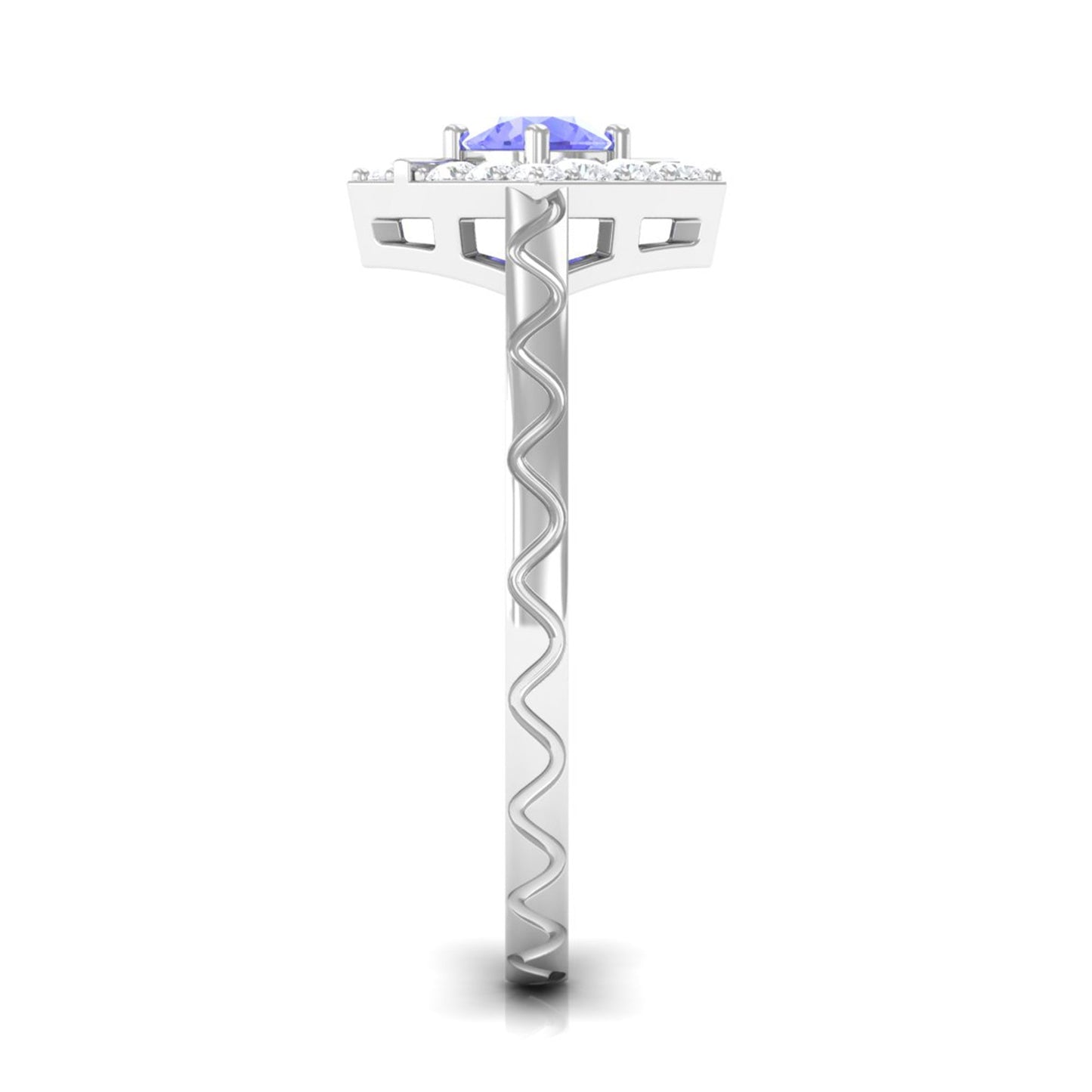 0.5 Carat Minimal Tanzanite and Diamond Ring