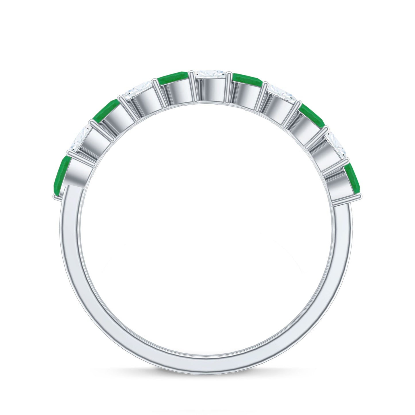 Genuine Marquise Emerald Diamond Half Eternity Ring for Wedding