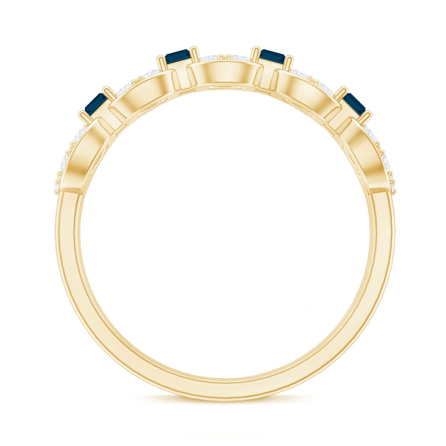 Baguette London Blue Topaz Art Deco Eternity Band with Diamond