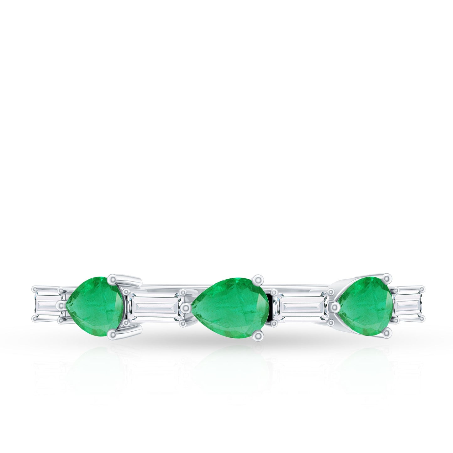 Certified Natural Emerald Diamond Half Eternity Anniversary Ring in East West Style