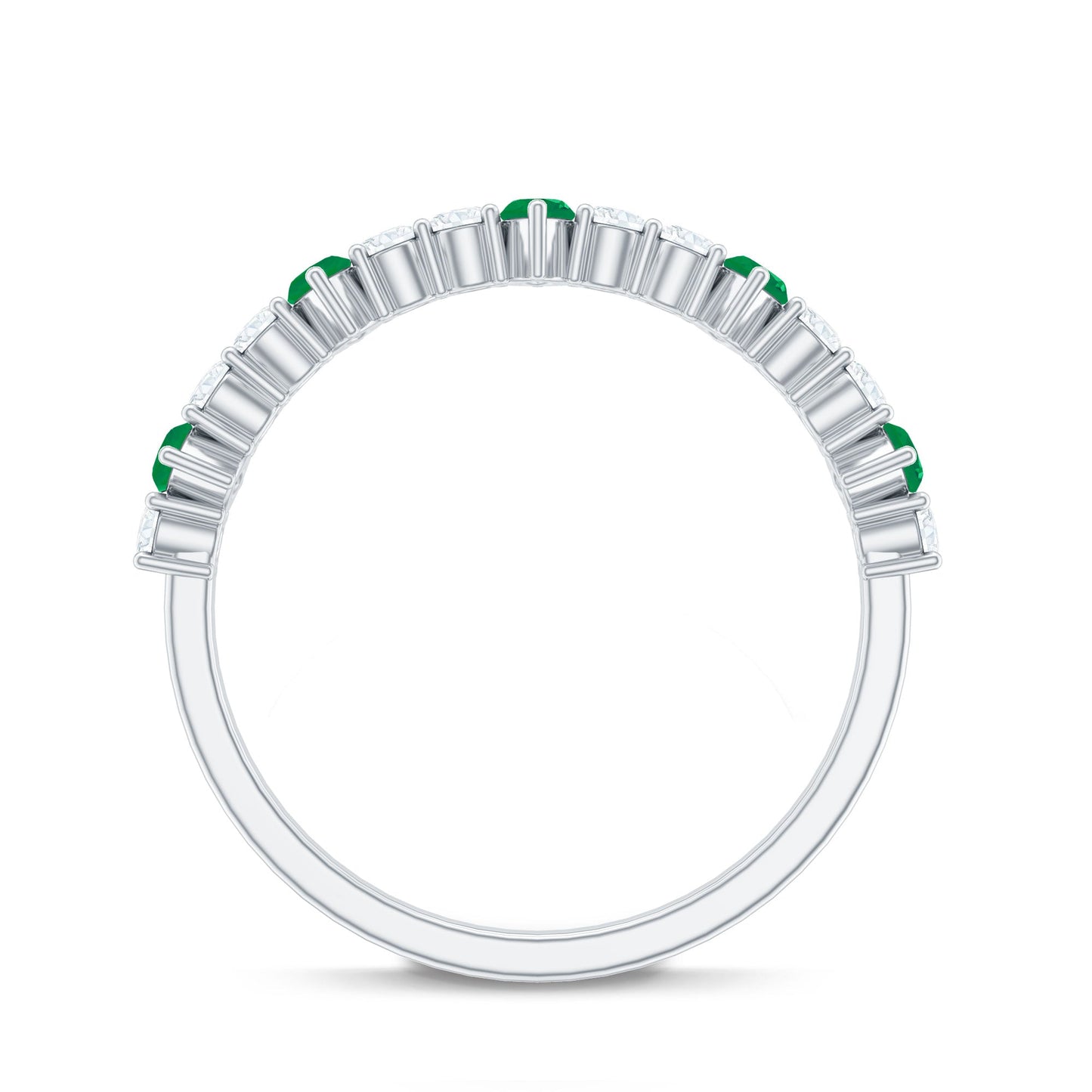 Natural Marquise Emerald Diamond Half Eternity Anniversary Ring with Certificate