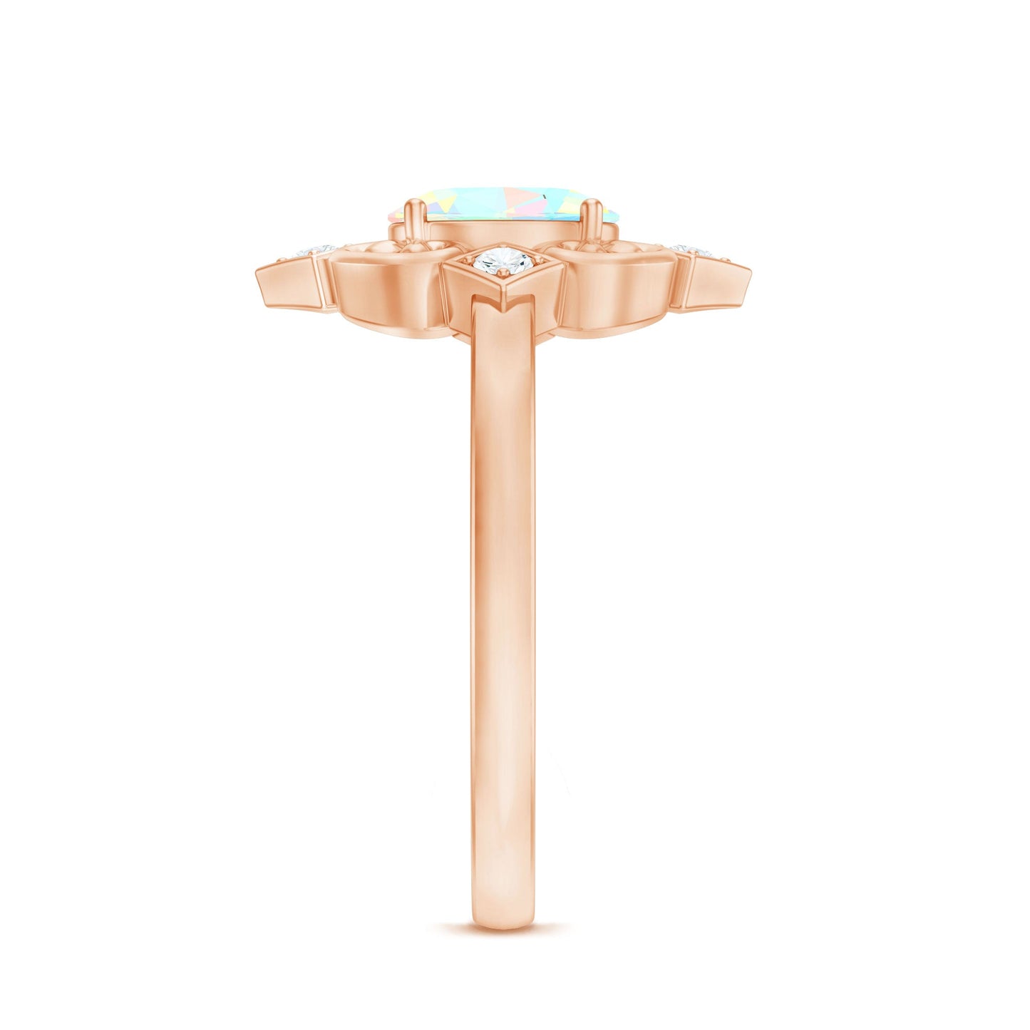 Oval Cut Certified Ethiopian Opal Vintage Inspired Engagement Ring with Diamond
