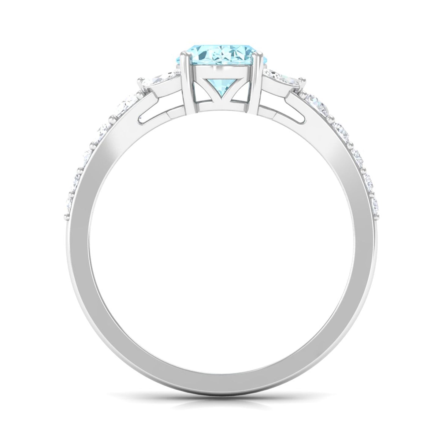1 Carat Oval Aquamarine Engagement Ring with Diamond
