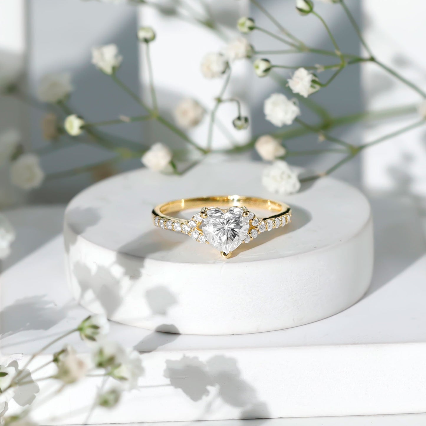 Certified Heart Shape Moissanite Engagement Ring