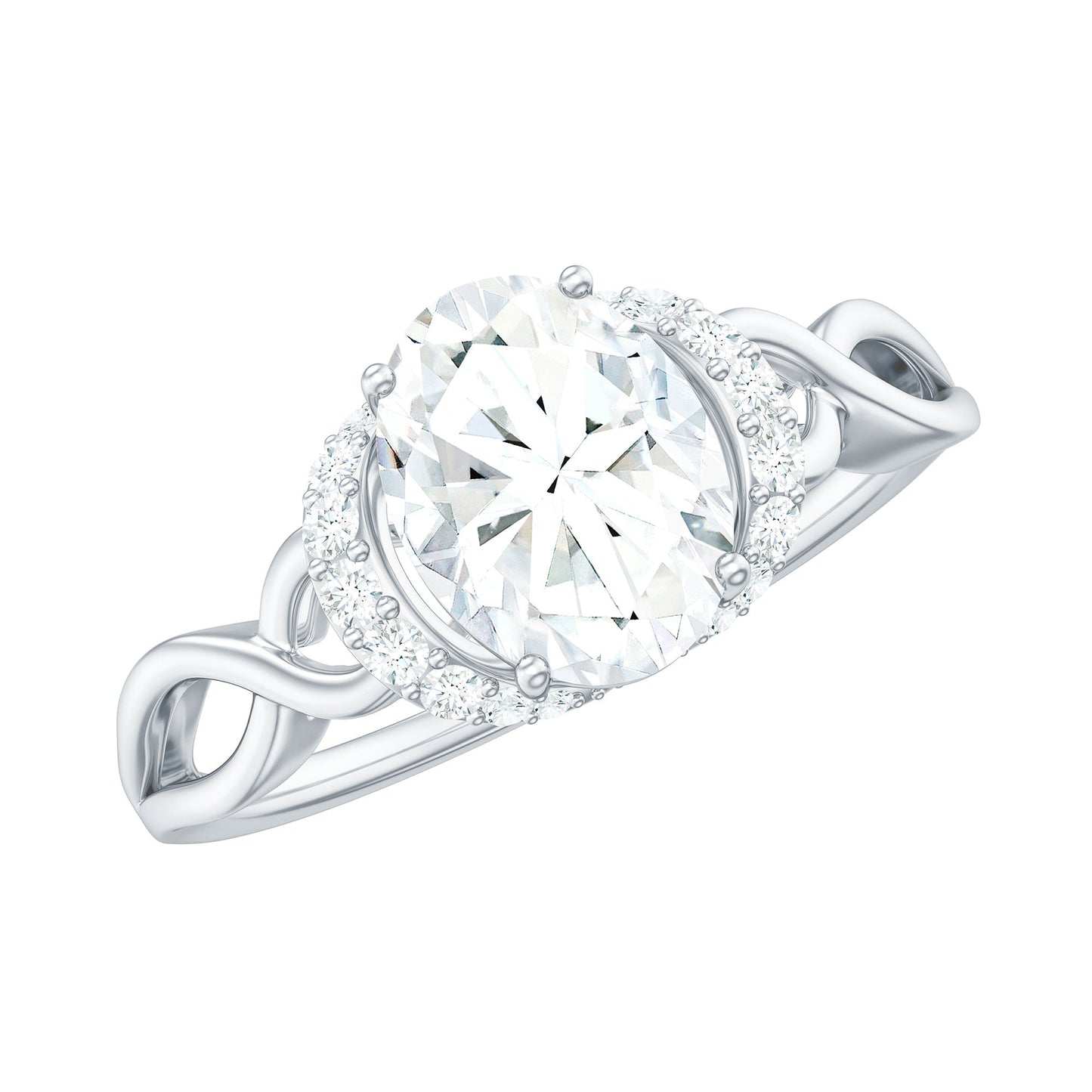 Oval Shape Moissanite Engagement Ring With Certificate