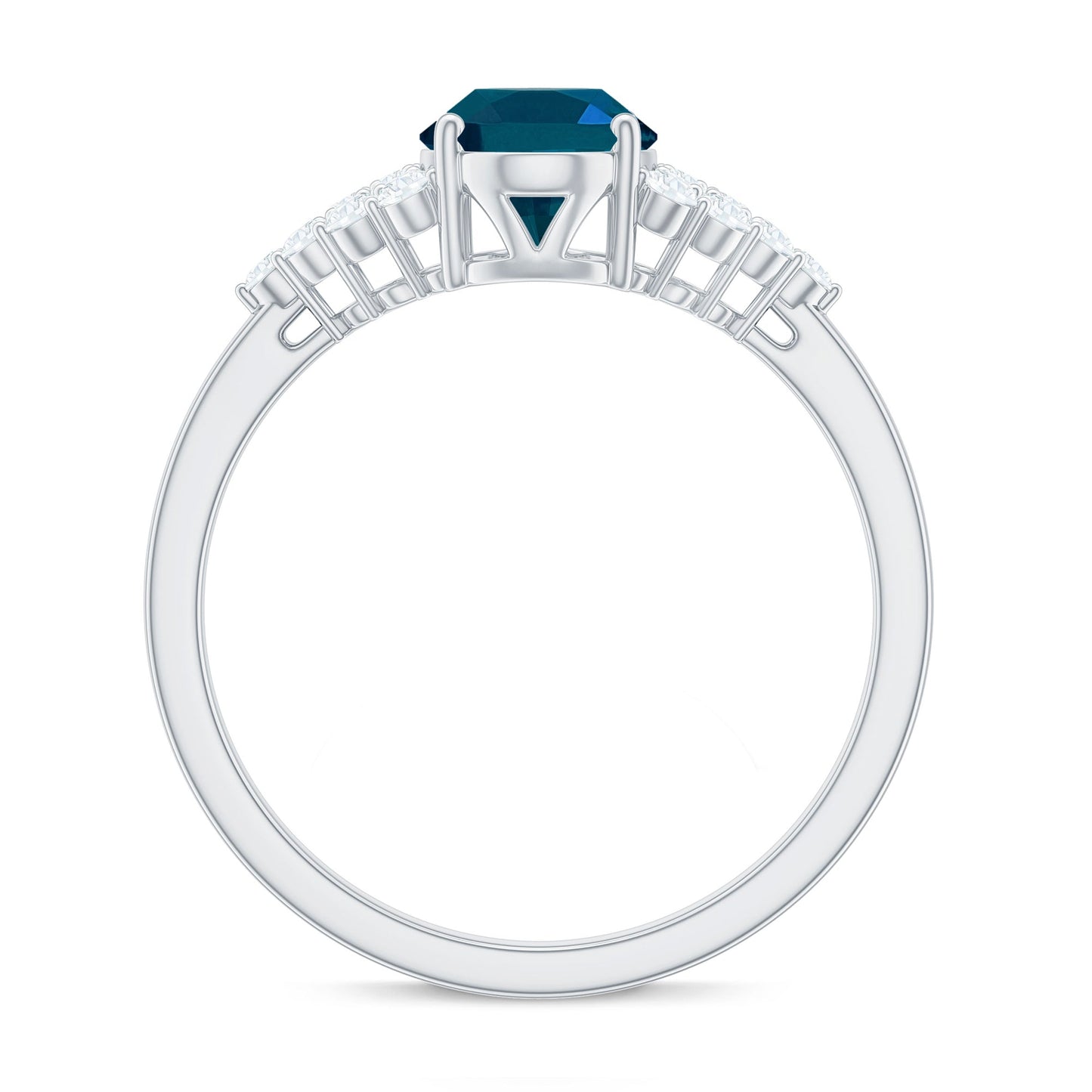 1 Carat Oval Cut London Blue Topaz Classic Engagement Ring with Diamond
