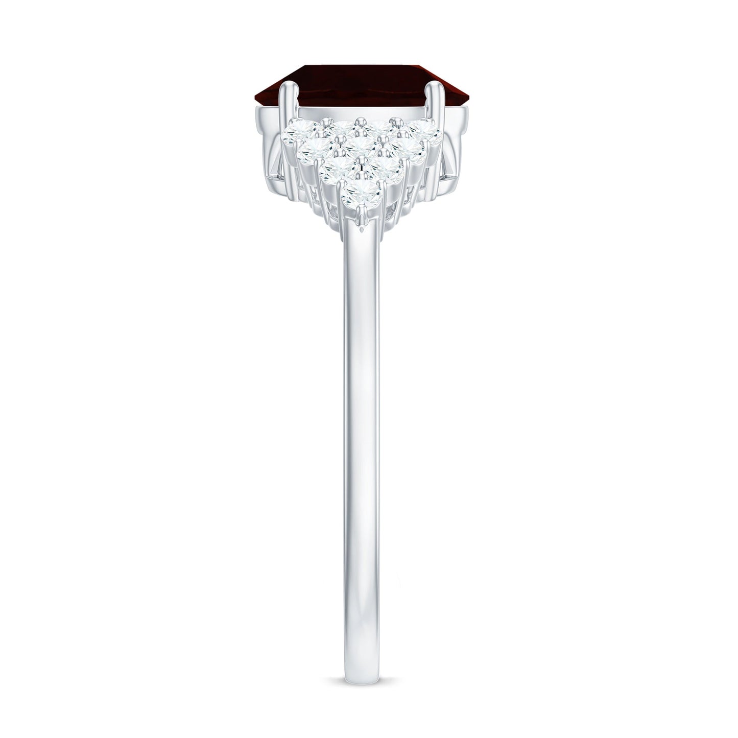 Certified Real 1.5 Carat Garnet Oval Engagement Ring with Diamond