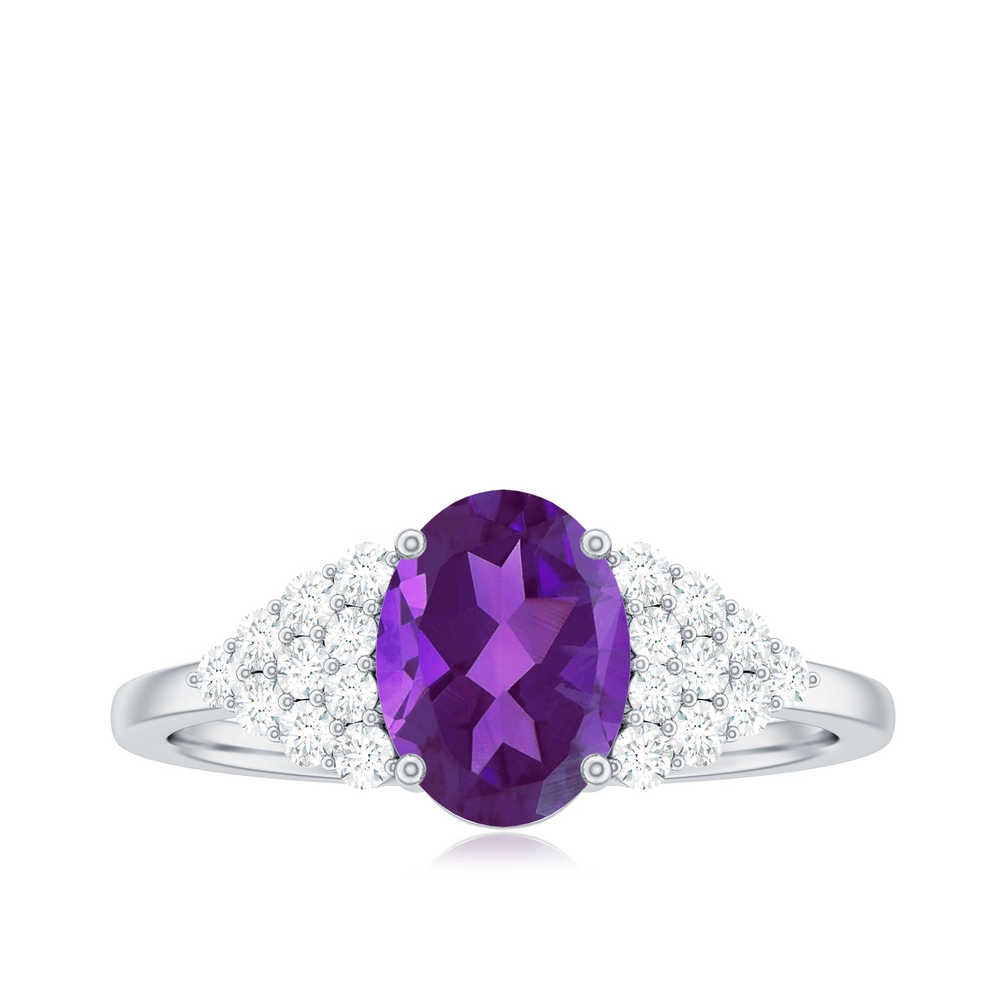 1 Carat Oval Amethyst Engagement Ring with Diamond