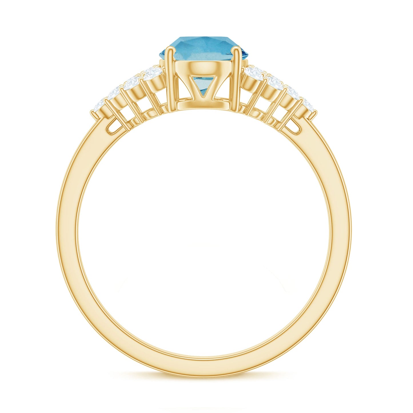Solitaire 1 Carat Aquamarine Oval Engagement Ring with Diamond Cluster