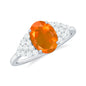 Solitaire Fire Opal Oval Engagement Ring with Diamond