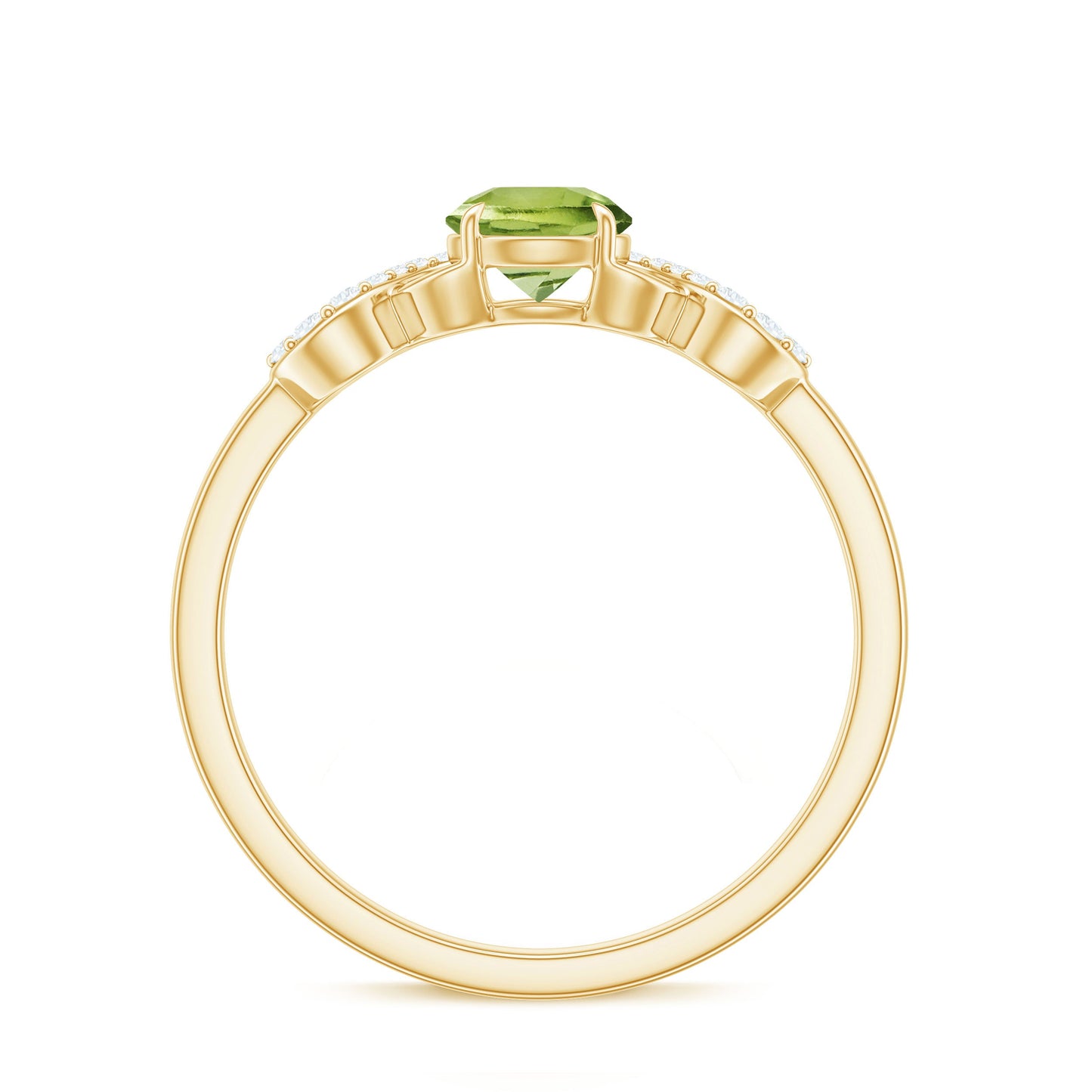 Half Carat Peridot Promise Ring with Diamond Infinity Knot