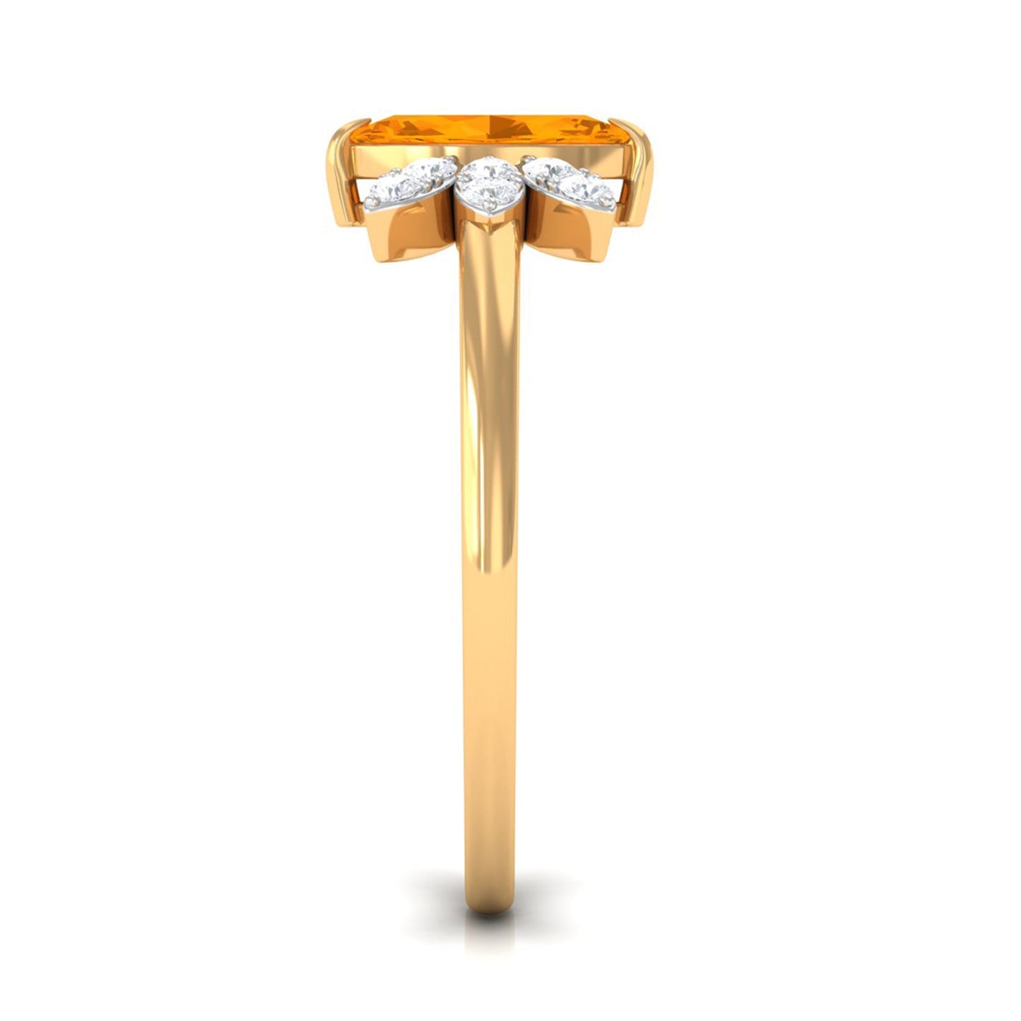 0.3 Carat Marquise Fire Opal and Diamond Engagement Ring