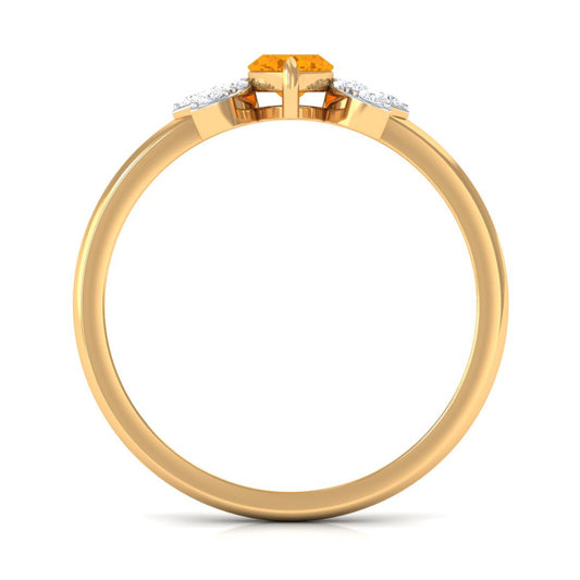0.3 Carat Marquise Fire Opal and Diamond Engagement Ring