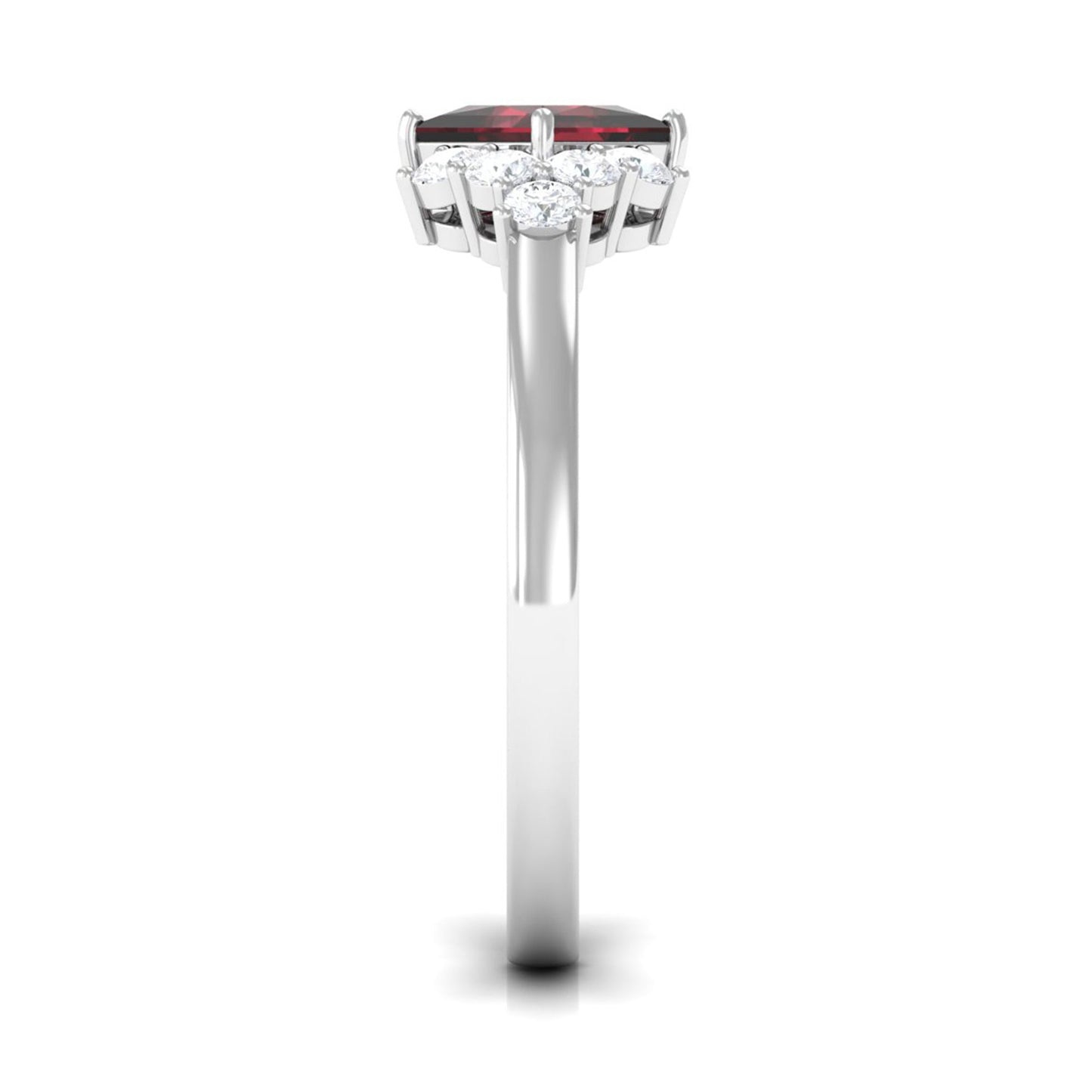Real 1.4 Carat Garnet Princess Cut Engagement Ring with Diamond