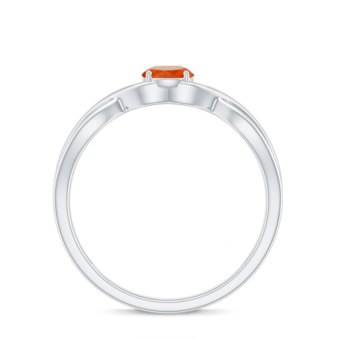 0.4 Carat Solitaire Fire Opal Crossover Engagement Ring
