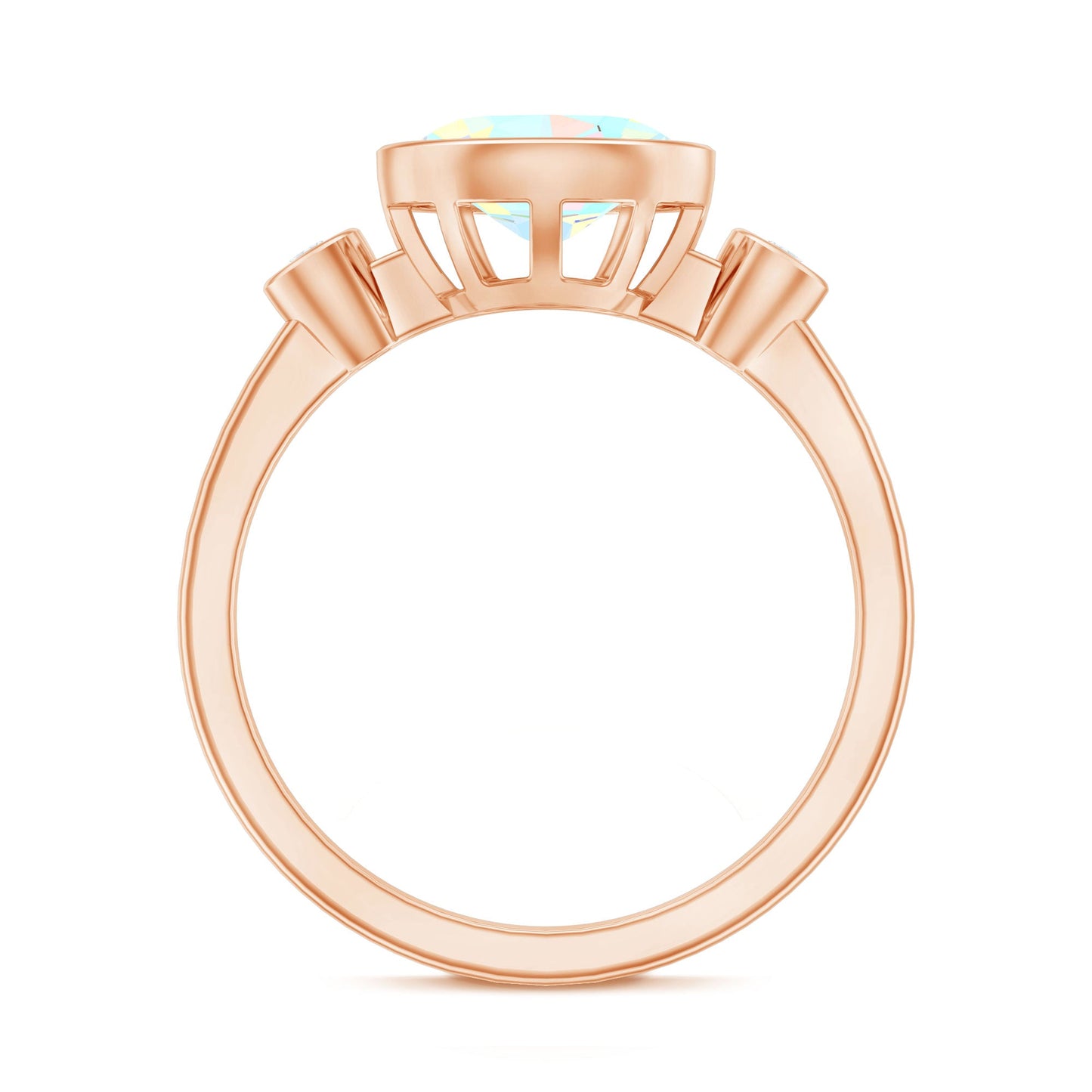Oval Cut Ethiopian Opal East West Engagement Ring with Diamond