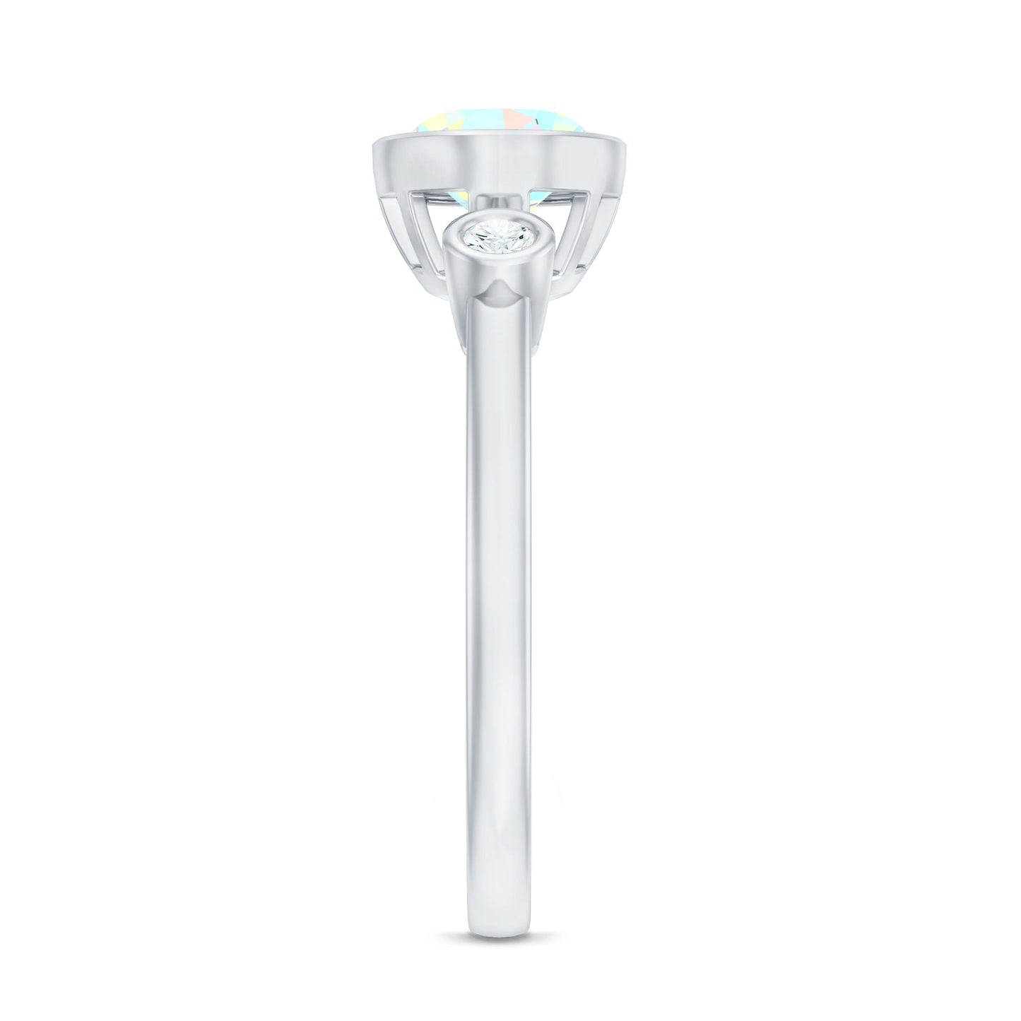 Oval Cut Ethiopian Opal East West Engagement Ring with Diamond