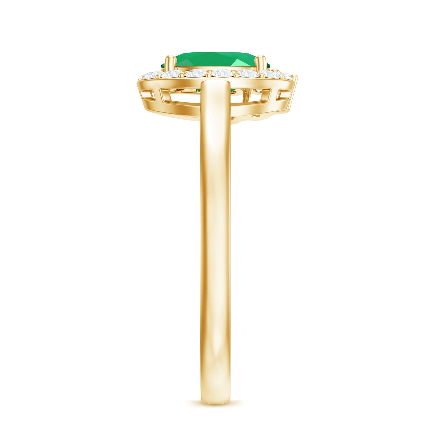 Natural Emerald Oval Engagement Ring with Diamond Halo