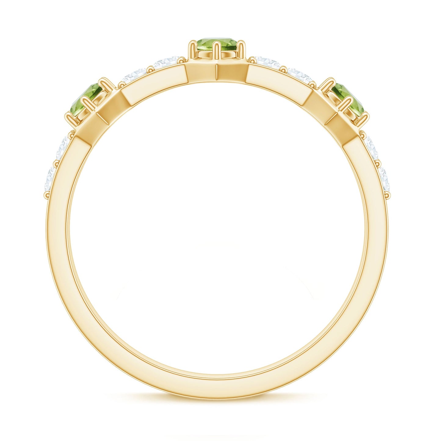 Natural Peridot Diamond Half Eternity Ring for Anniversary