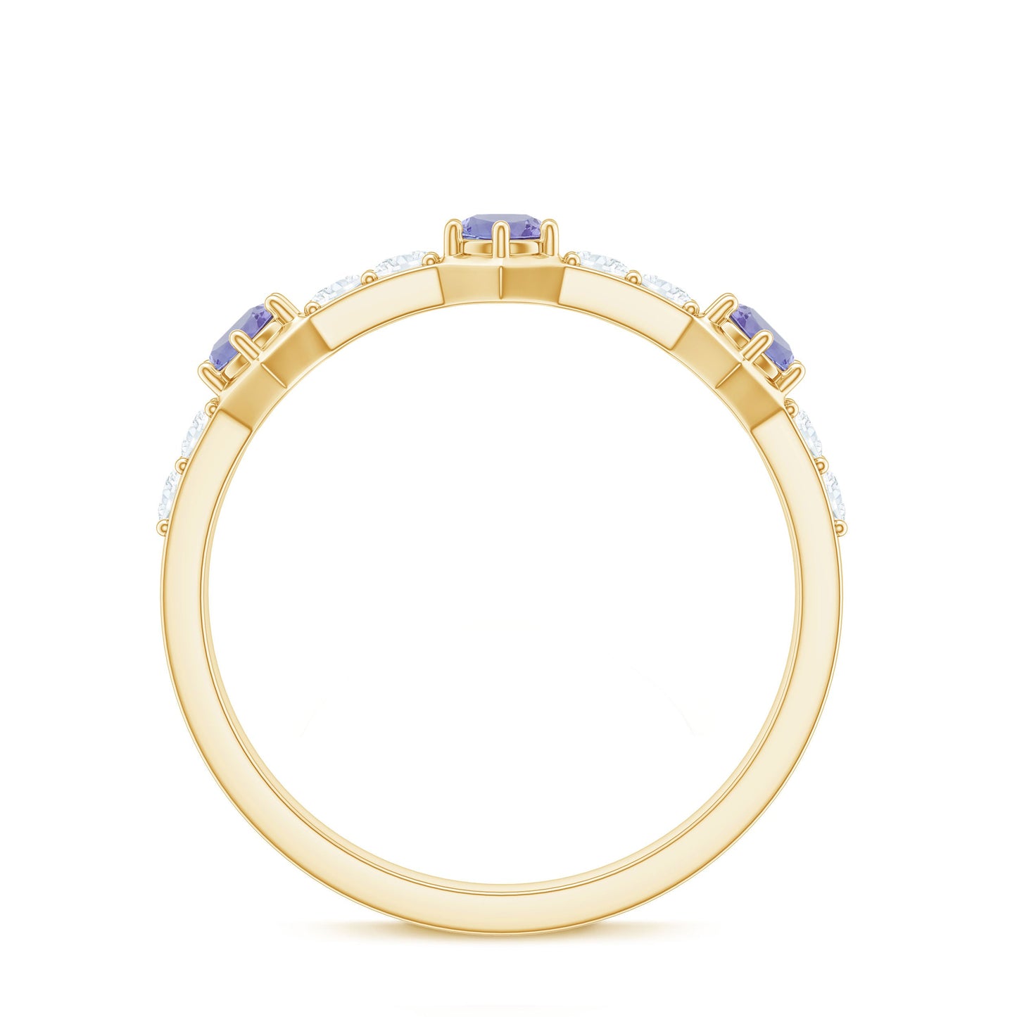 Natural Tanzanite and Diamond Half Eternity Ring for Women