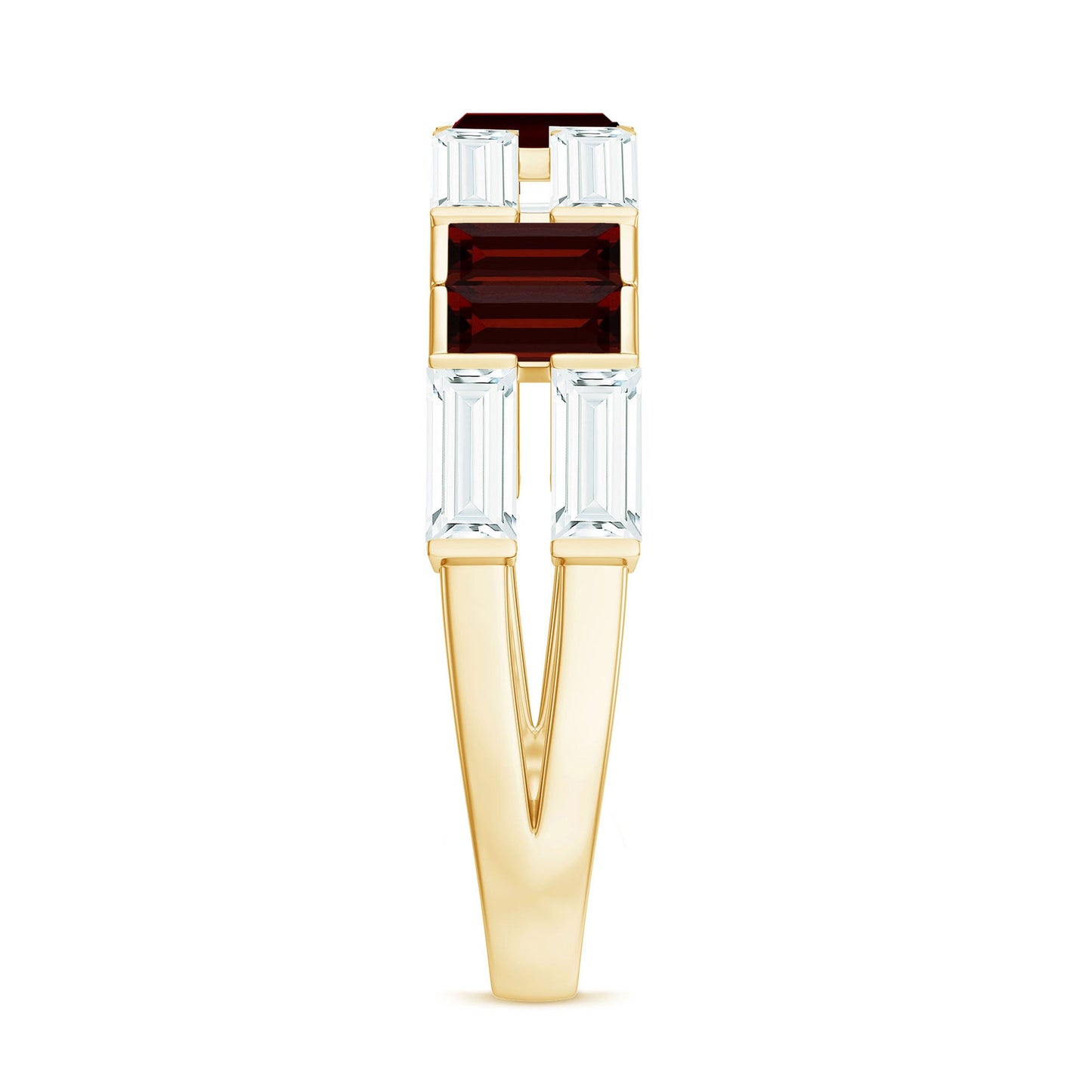Certified Real Baguette Garnet Half Eternity Wedding Band
