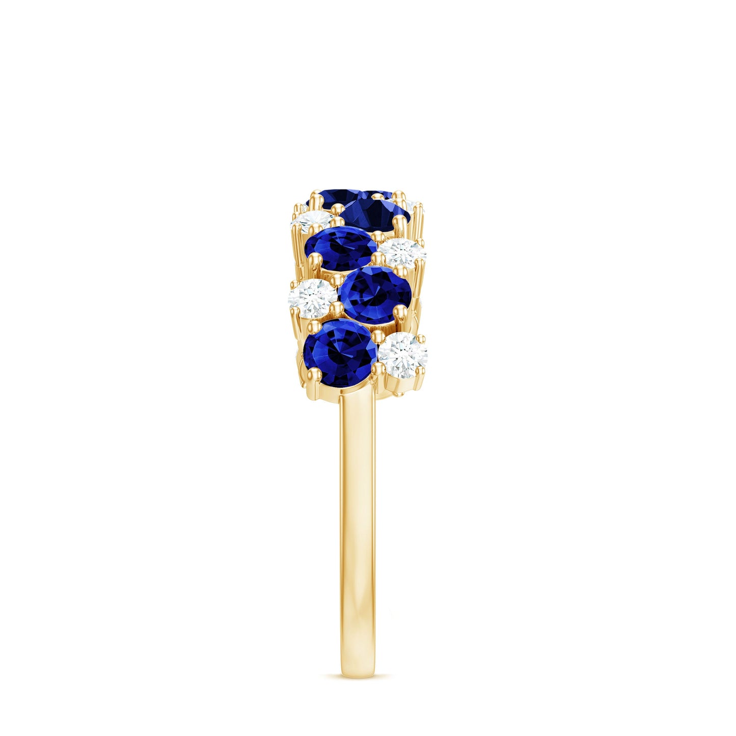 Certified Lab Grown Blue Sapphire Diamond Eternity Band Ring for Anniversary