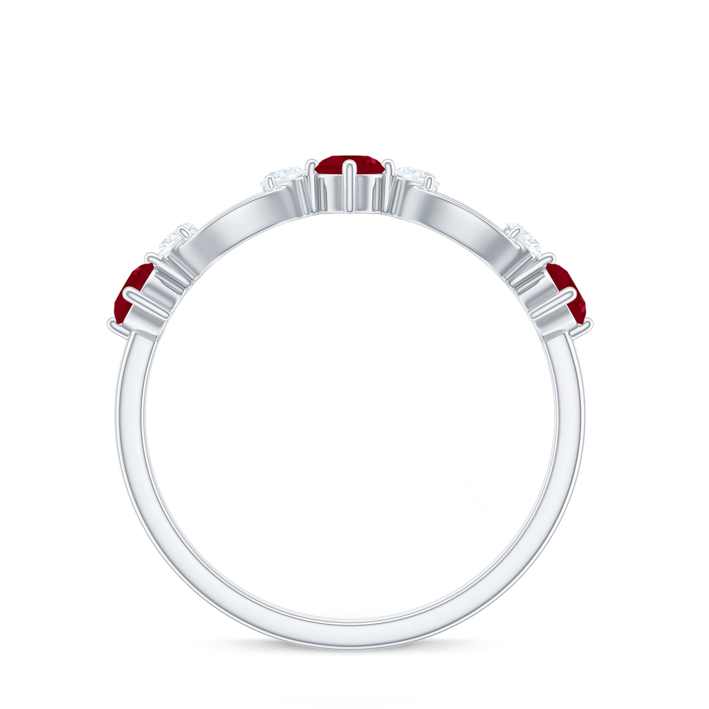 Genuine Ruby Promise Ring with Diamond for Women