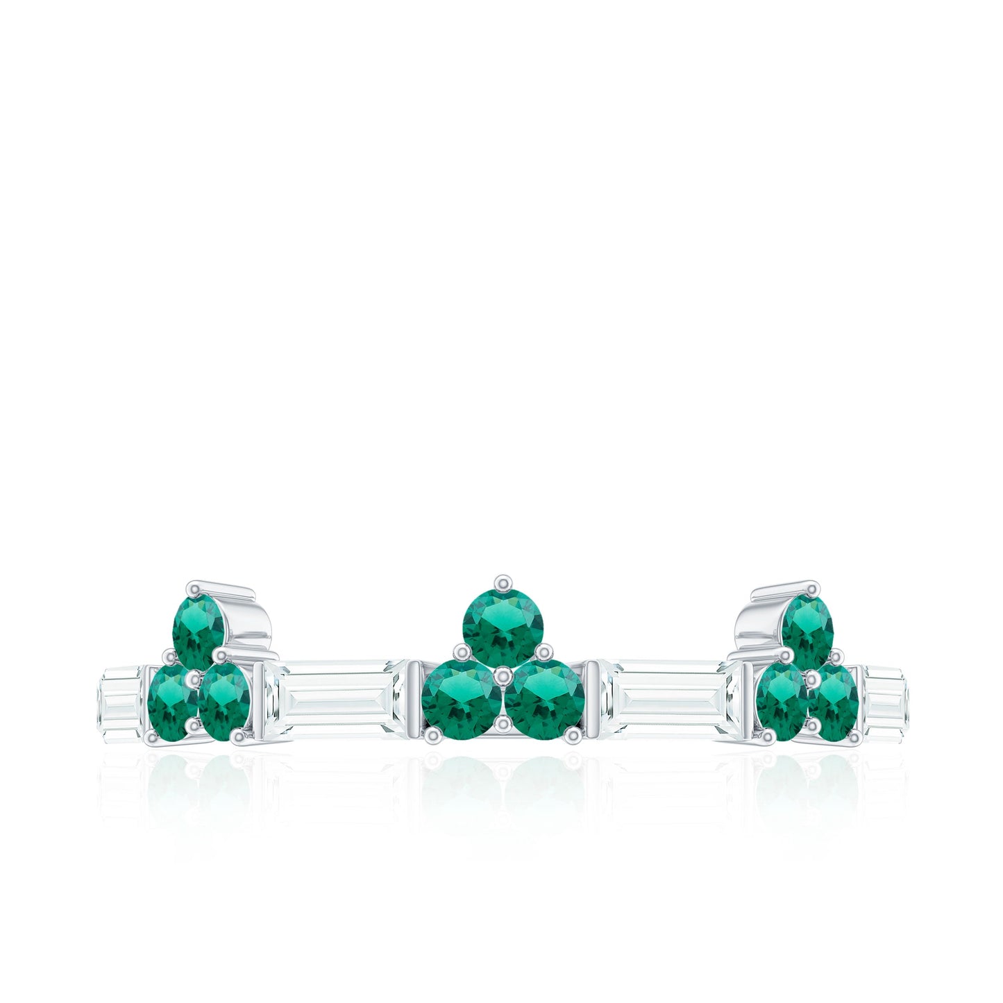 Certified Lab Grown Emerald Half Eternity Anniversary Ring with Moissanite