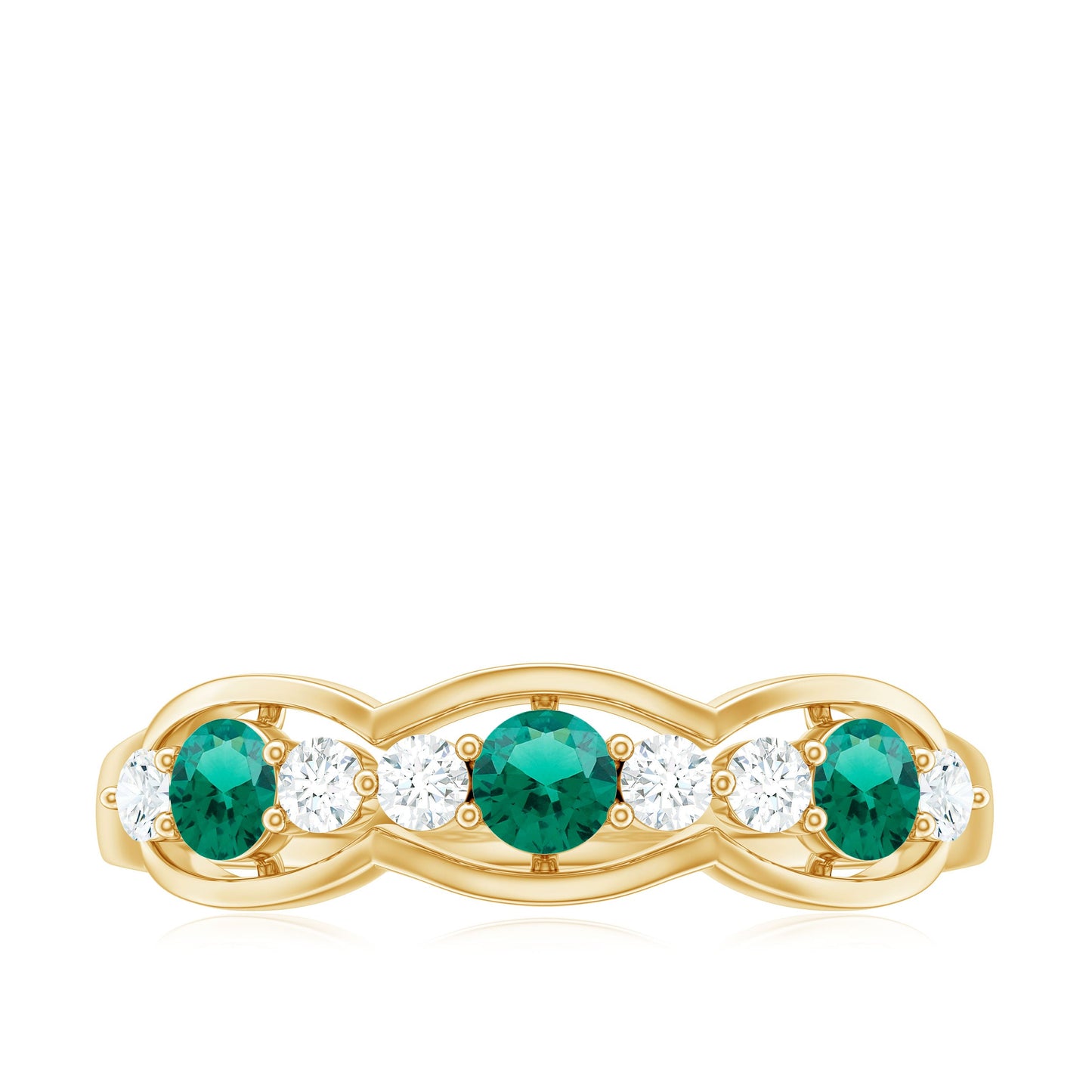 Certified Lab Grown Emerald Diamond Half Eternity Anniversary Ring
