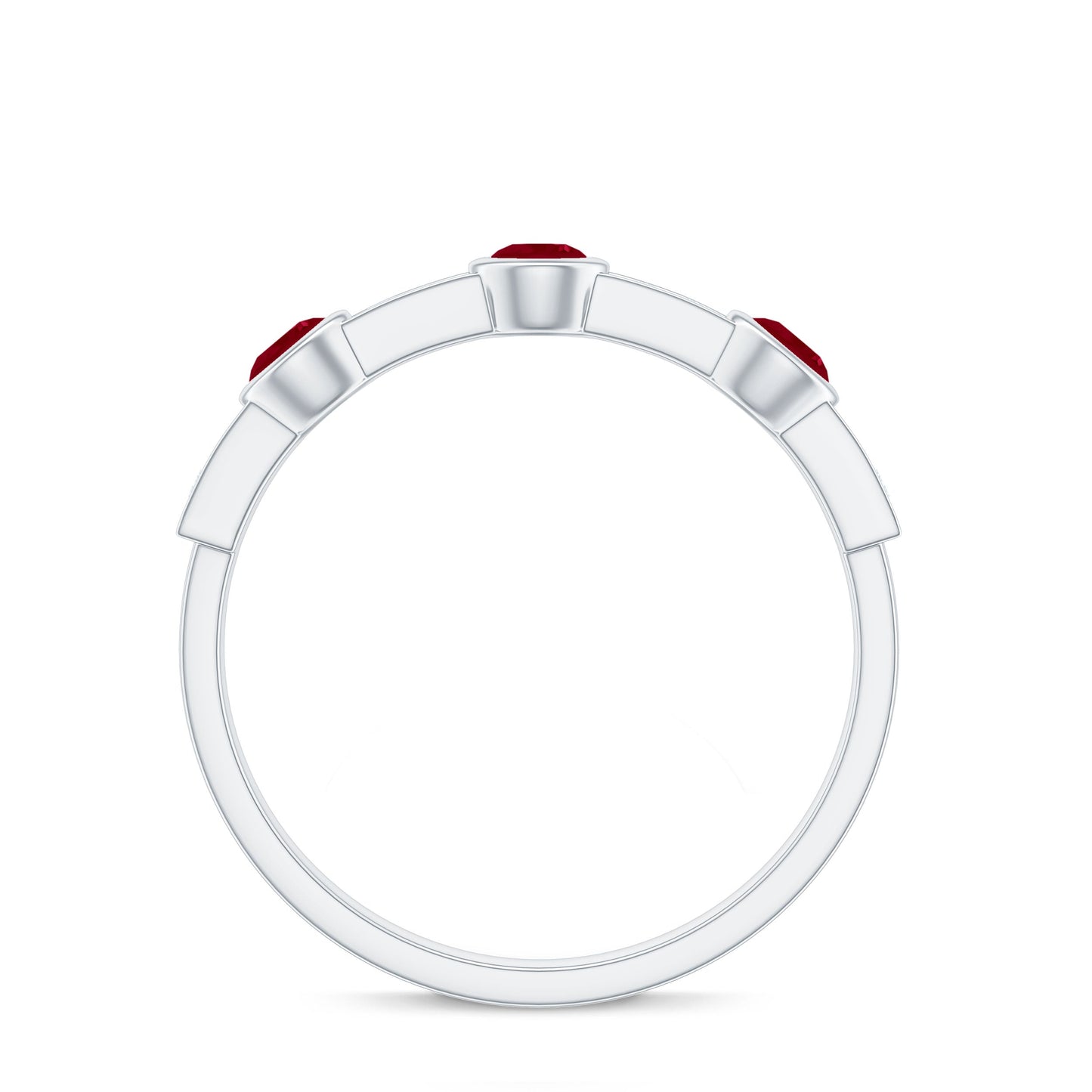 Natural Bezel Set Ruby Half Eternity Ring with Diamond