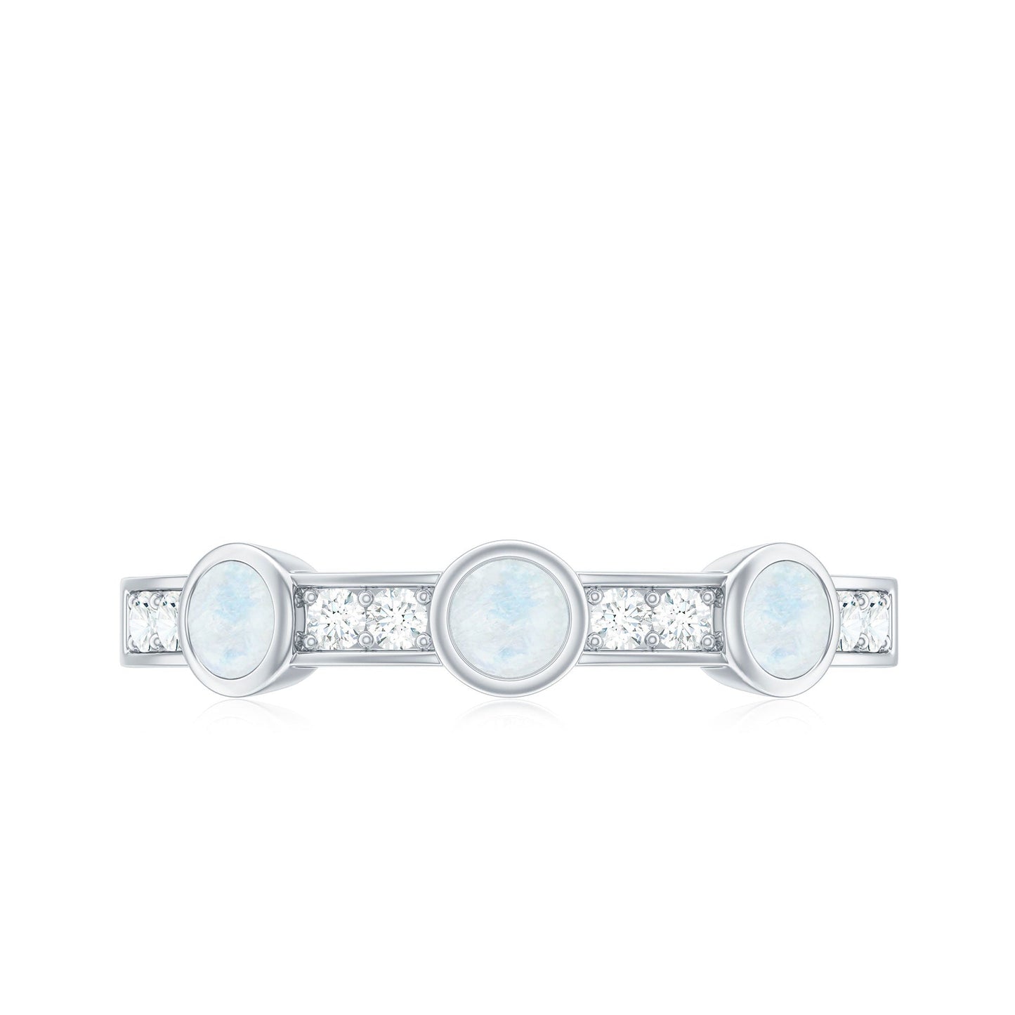 Minimal Half Eternity Ring with Moonstone and Diamond