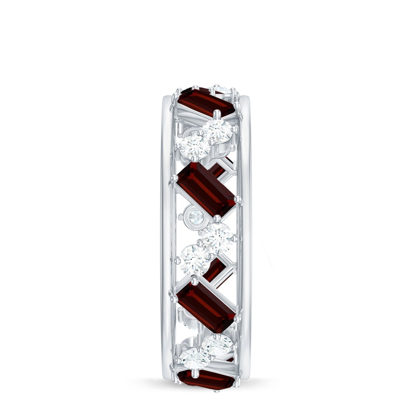 Certified Real Garnet Diamond Wide Eternity Band