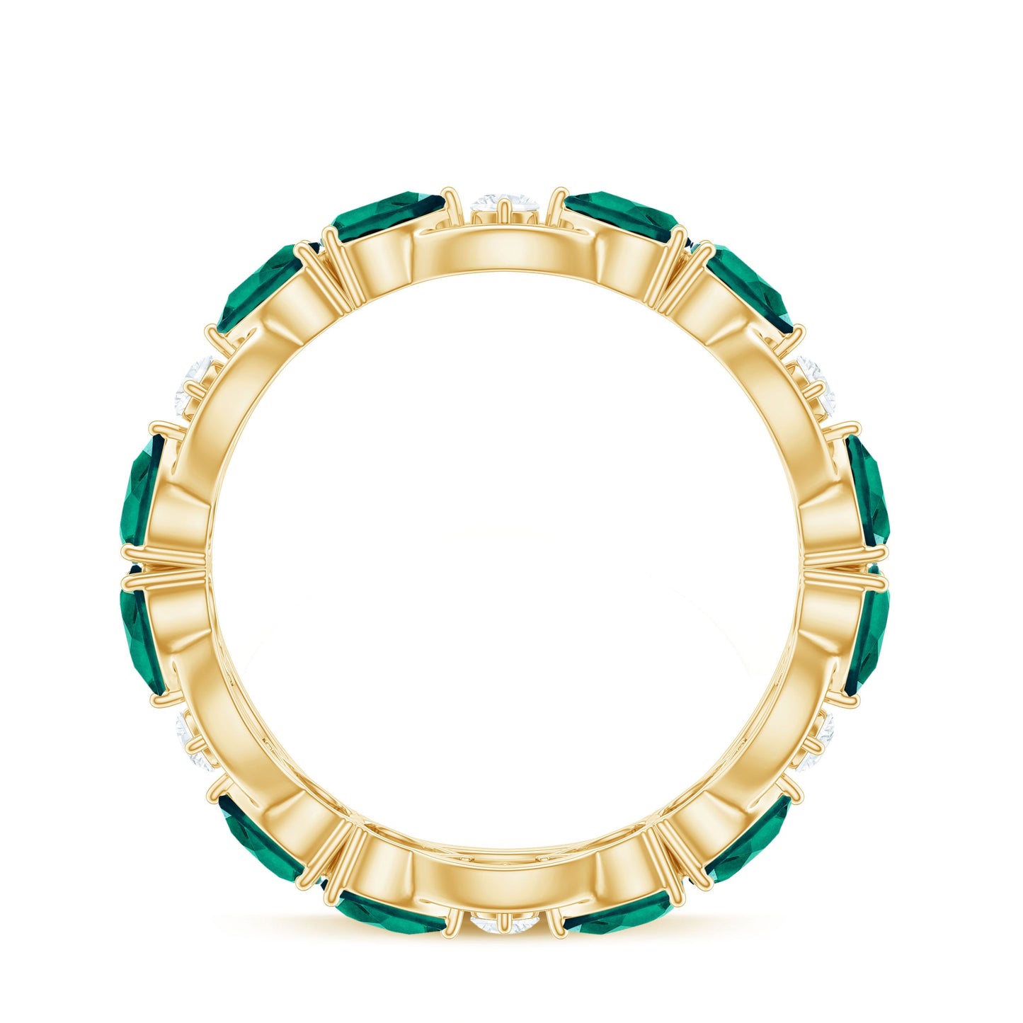 Certified Pear Shape Lab Grown Emerald Eternity Band in East West Style