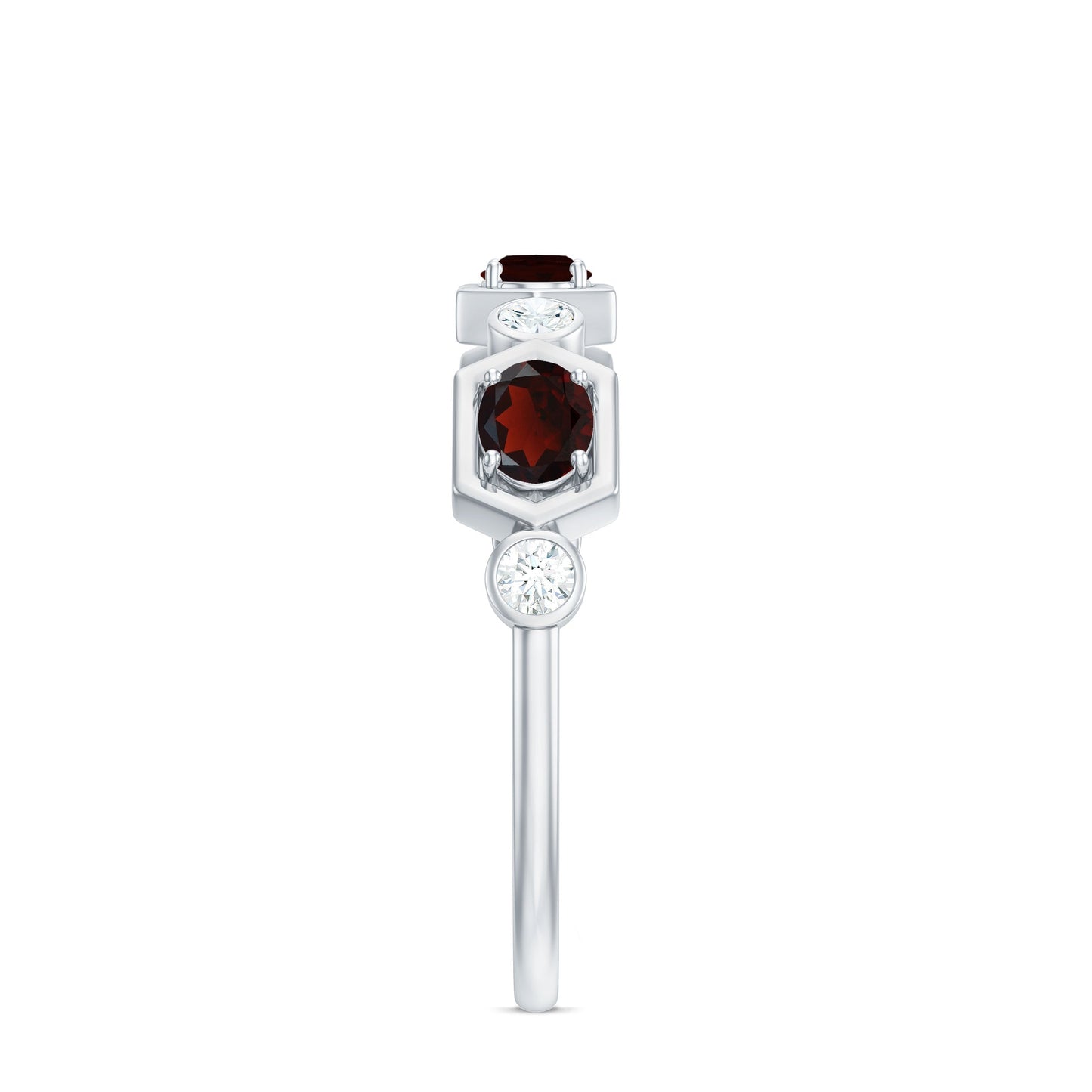 Natural Garnet Diamond Wedding Band With Certificate