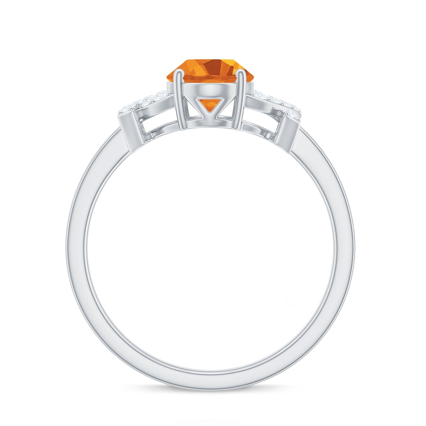 Natural 1 Carat Citrine Oval Engagement Ring with Diamond
