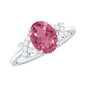 Split Shank Oval Pink Tourmaline and Diamond Solitaire Engagement Ring