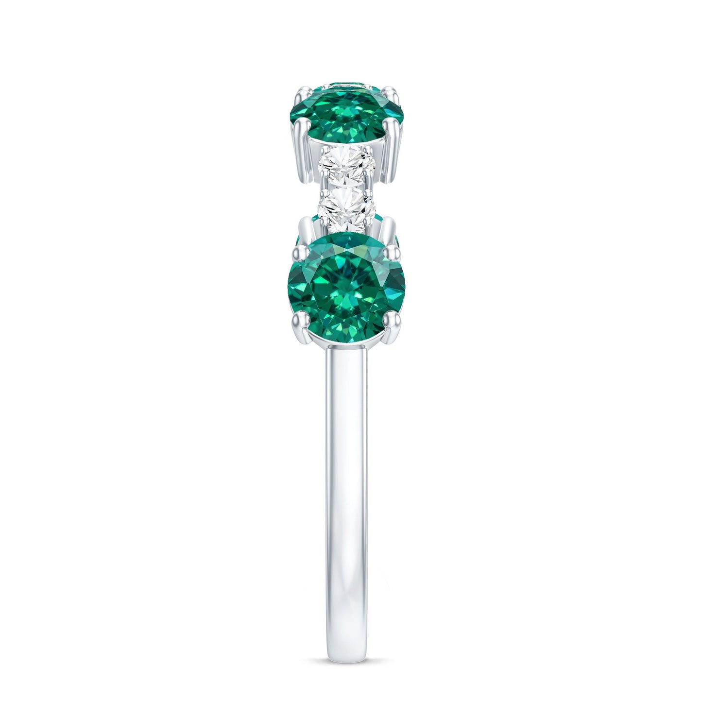 Certified Lab Grown Emerald Diamond Half Eternity Ring in Prong Set