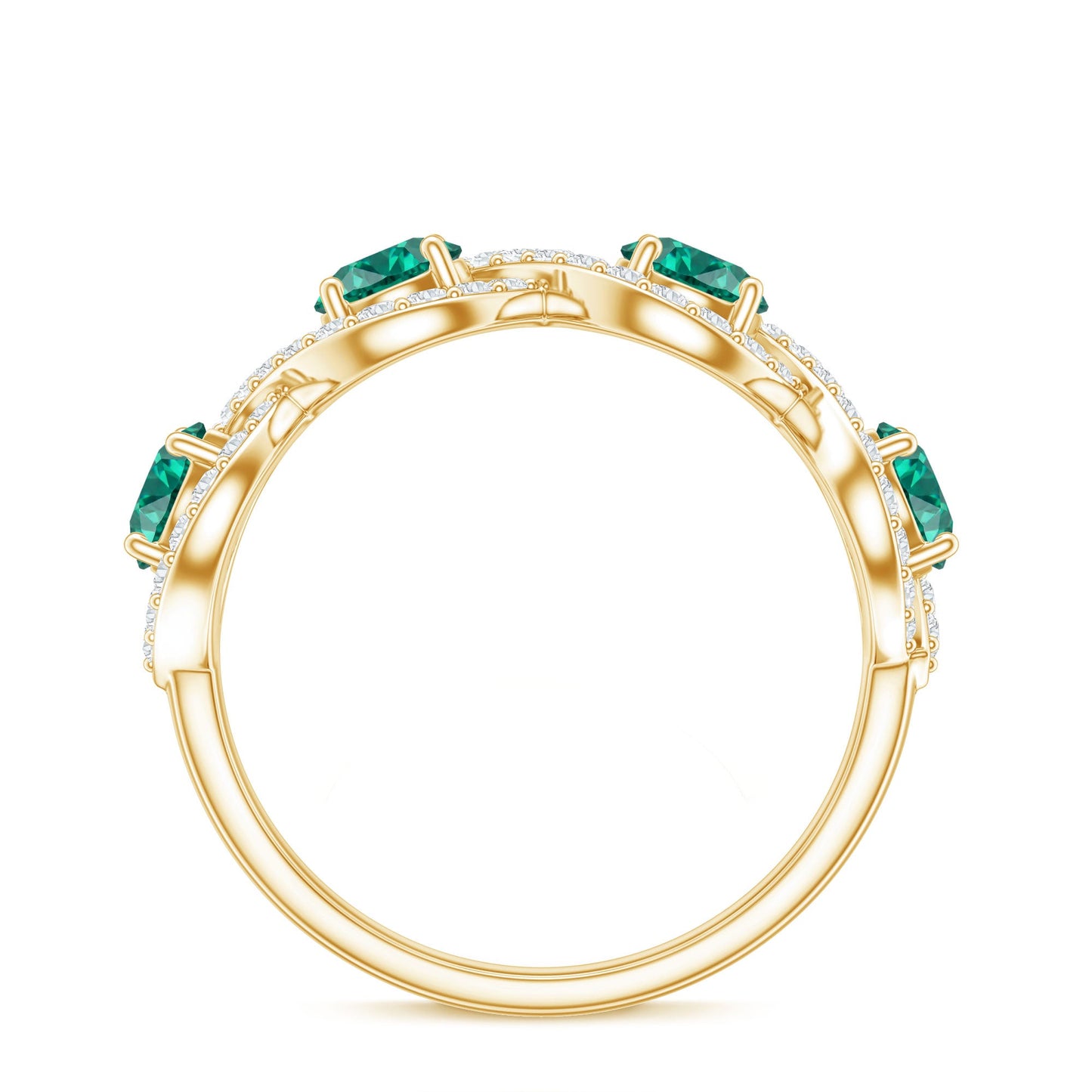 Certified Lab Grown Emerald Diamond Infinity Half Eternity Band